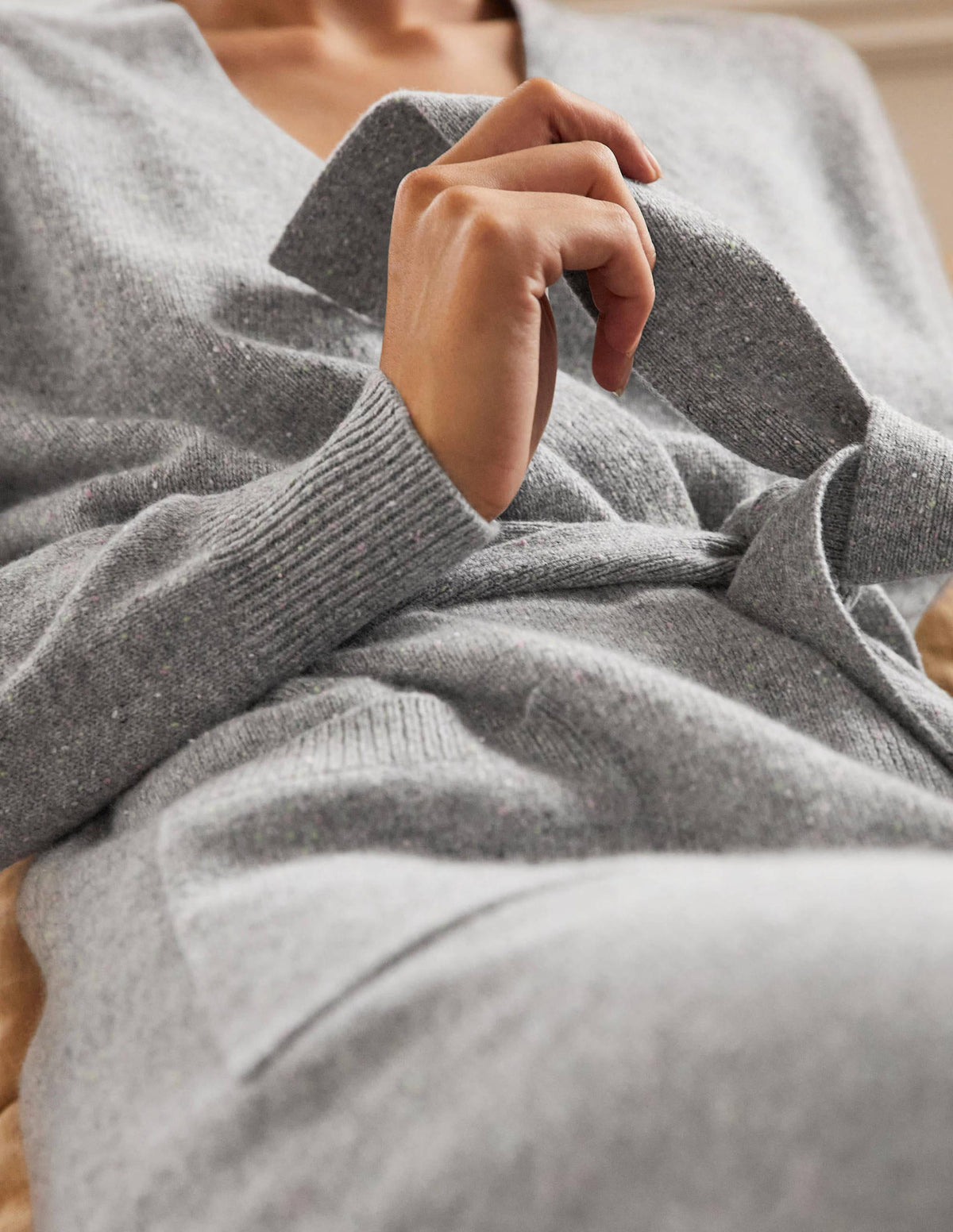 Cashmere Robe-Mid Grey Melange, Multi Neps-2
