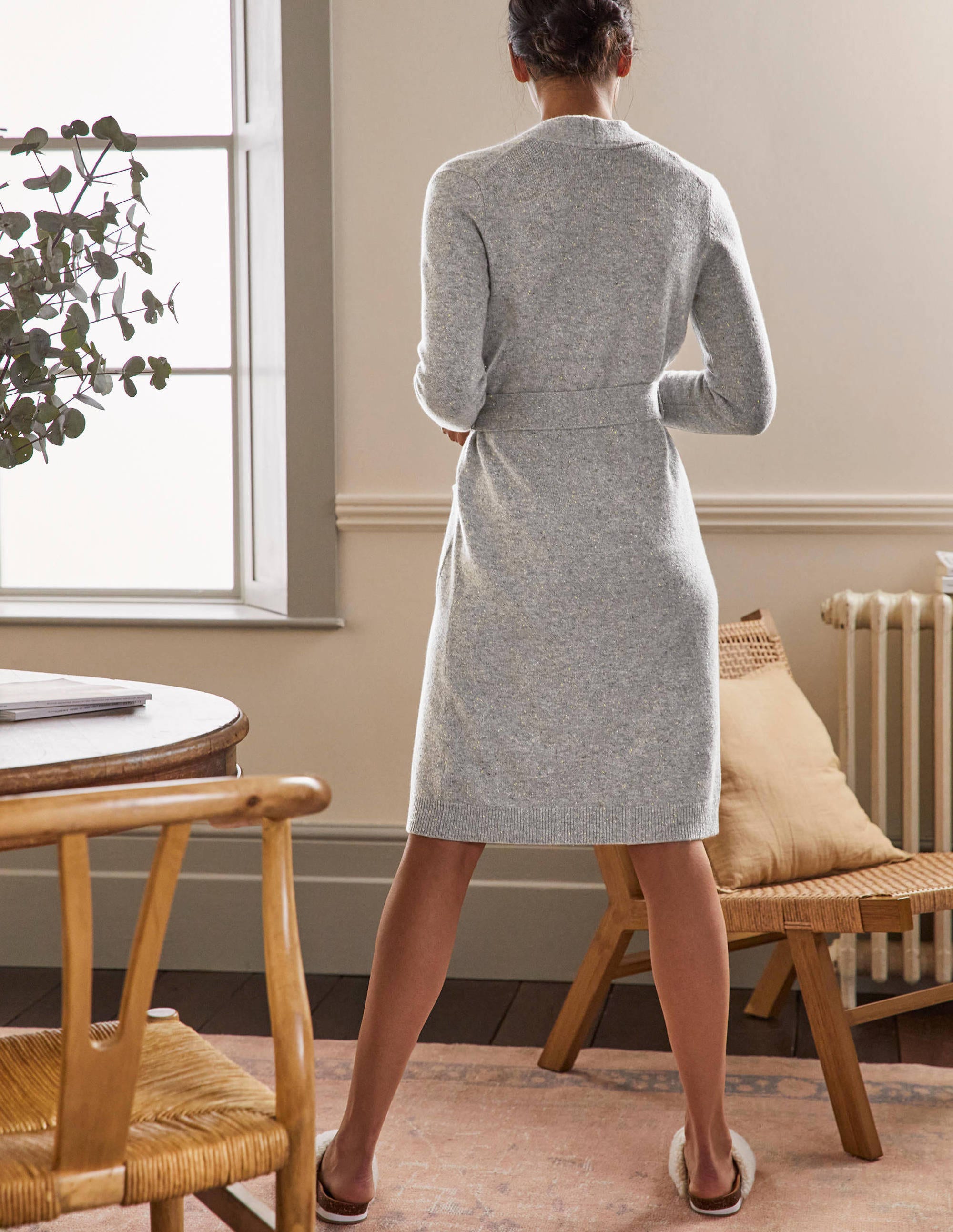 Cashmere Robe-Mid Grey Melange, Multi Neps - Image 3