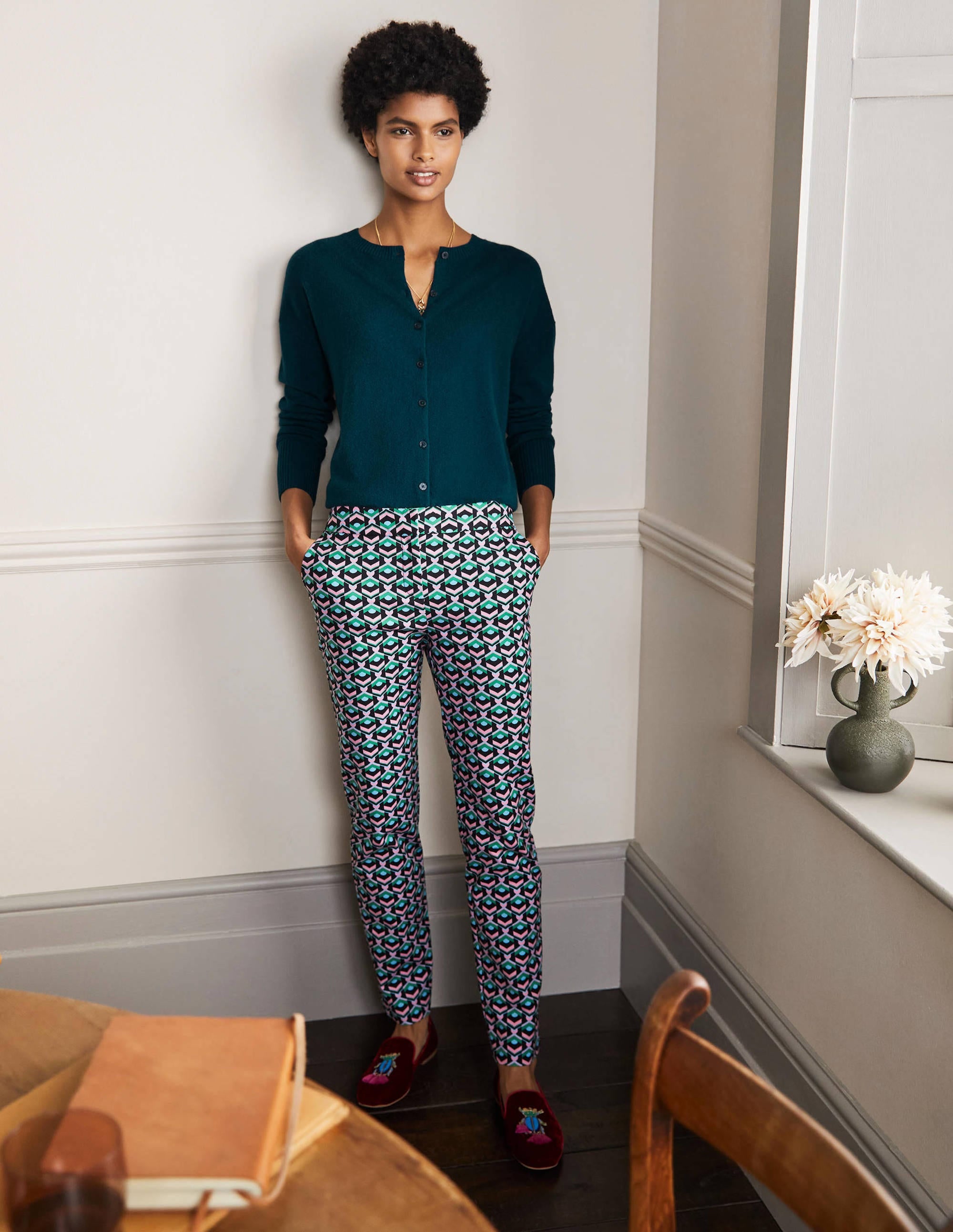 Cashmere Cardigan-Dark Teal - Image 4