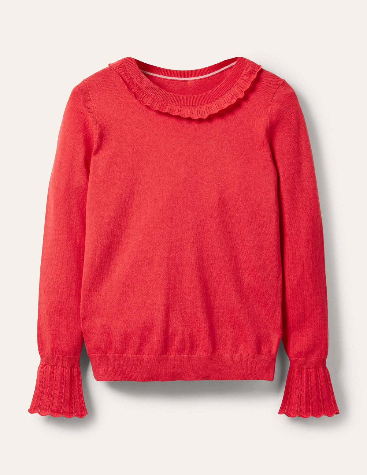 Aimee Pointelle Jumper-Bright Red - Image 8