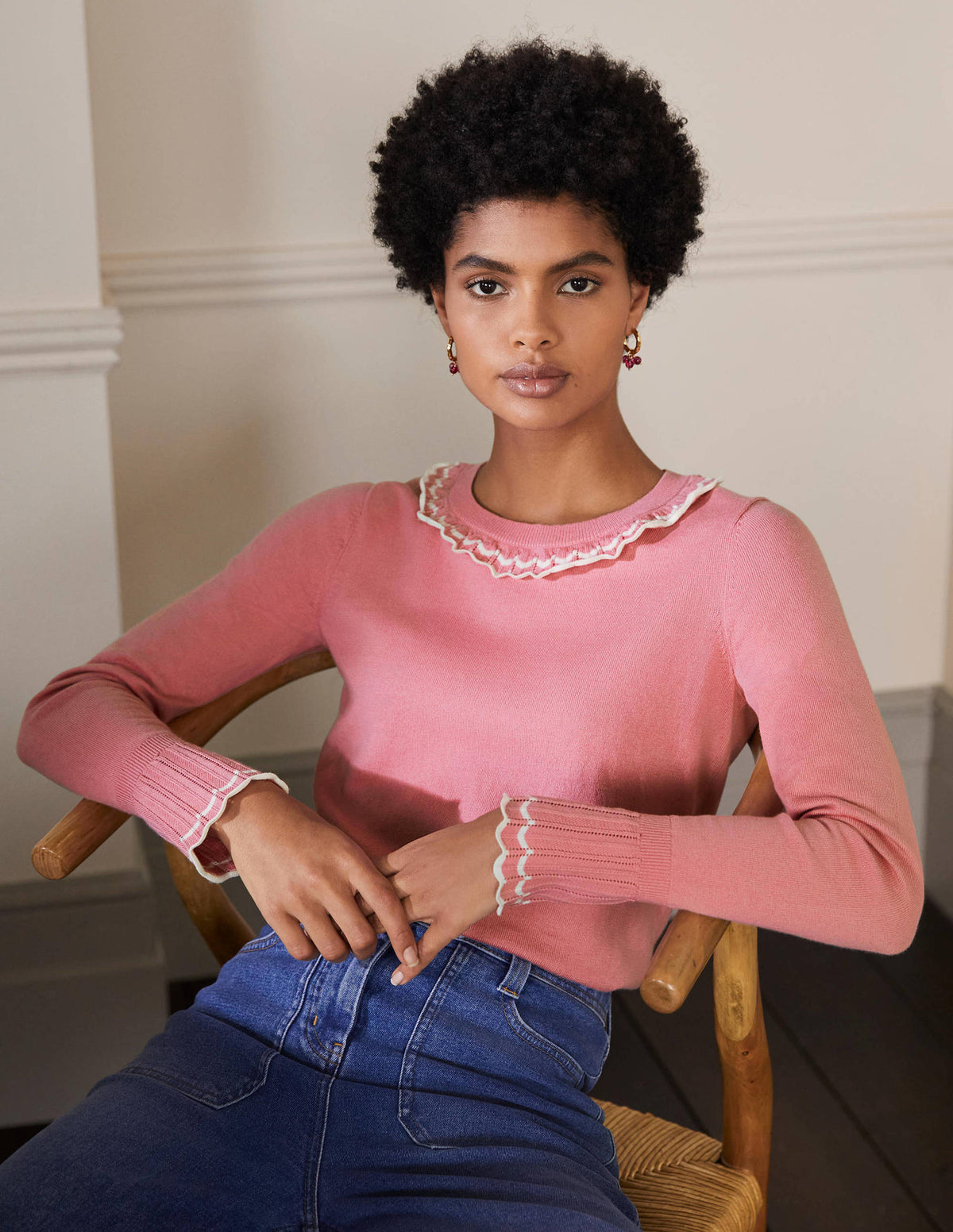 Aimee Pointelle Jumper-Formica Pink - Image 1