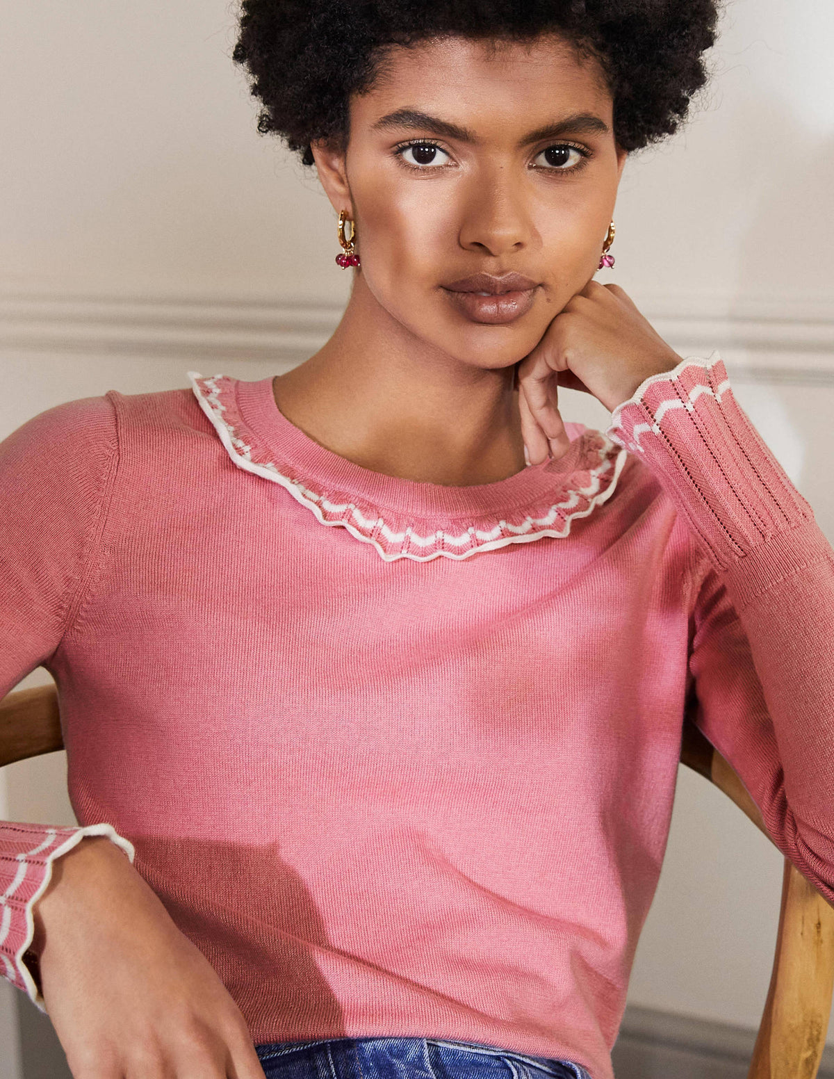 Aimee Pointelle Jumper-Formica Pink - Image 2
