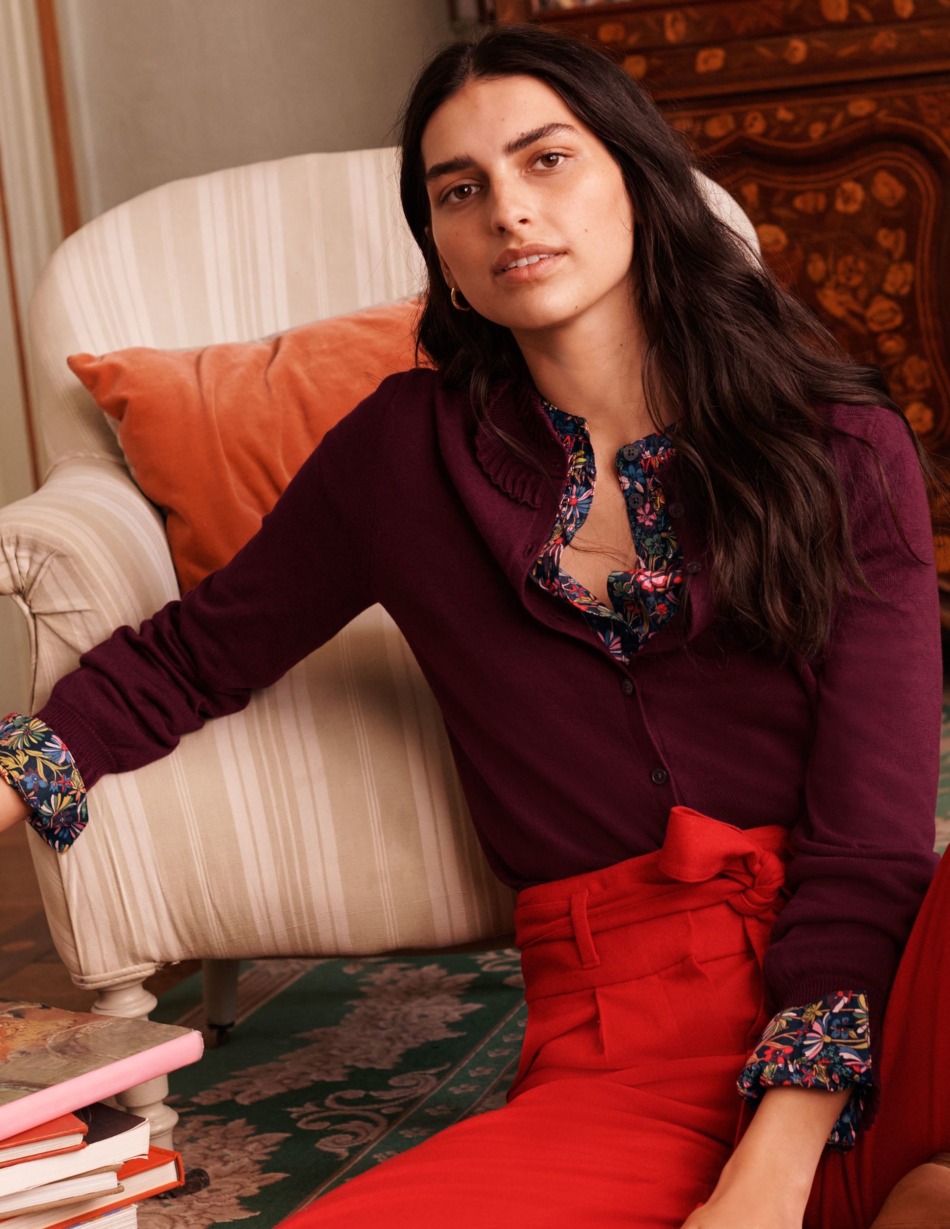 Frederica Pointelle Cardigan-Deep Wisteria-5