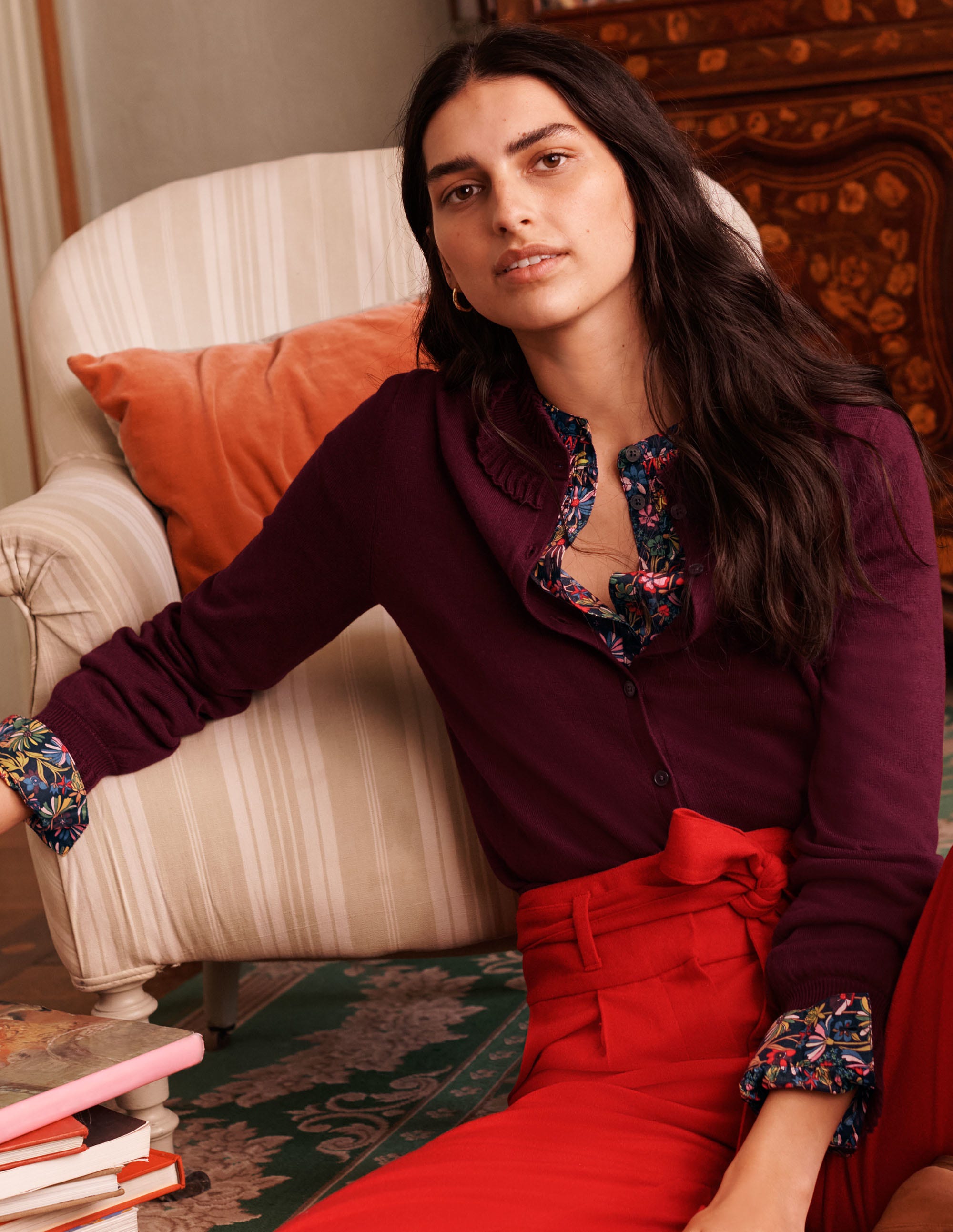 Frederica Pointelle Cardigan-Deep Wisteria - Image 5