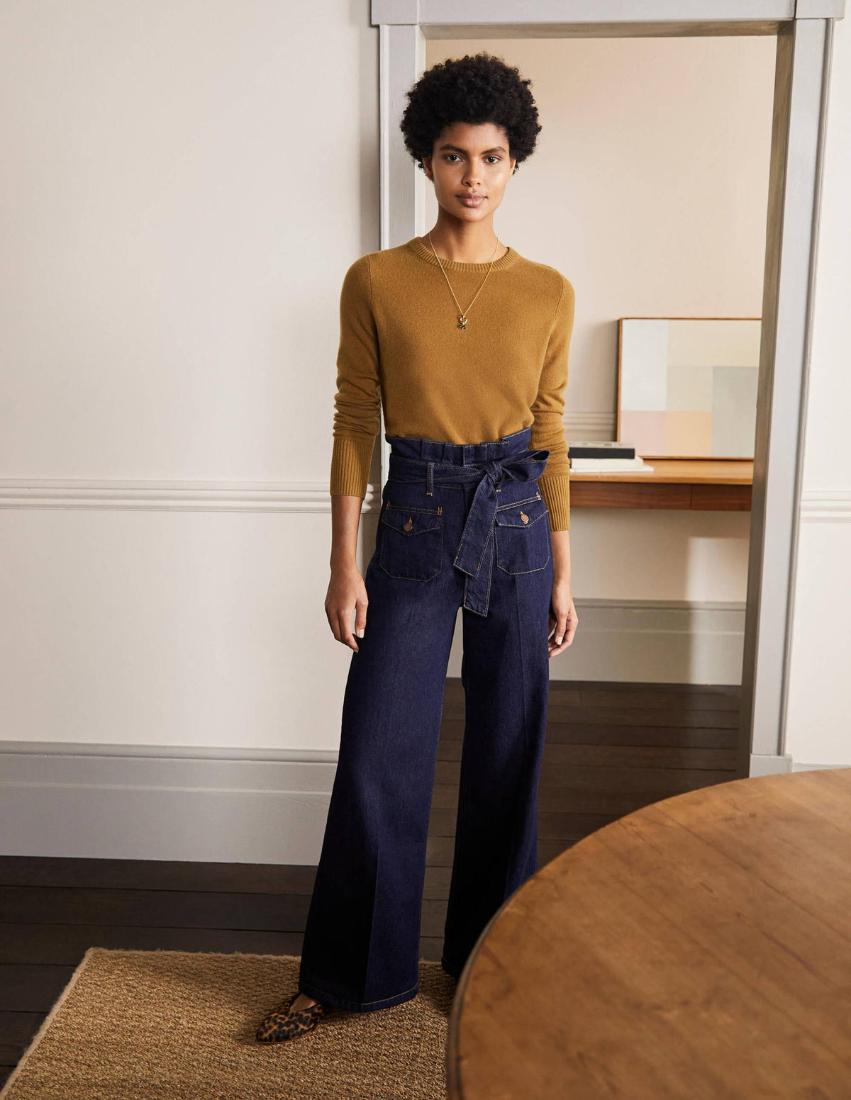 Cashmere Crew Neck Jumper-Moss Brown - Image 3