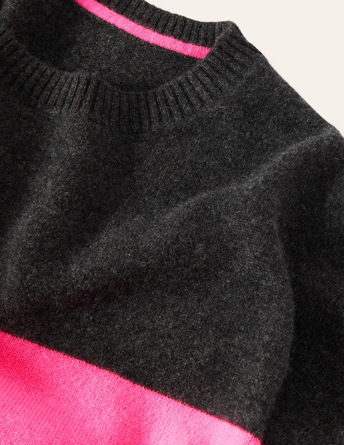 Margot Cashmere Jumper-Charcoal Melange, Neon Stripe-6