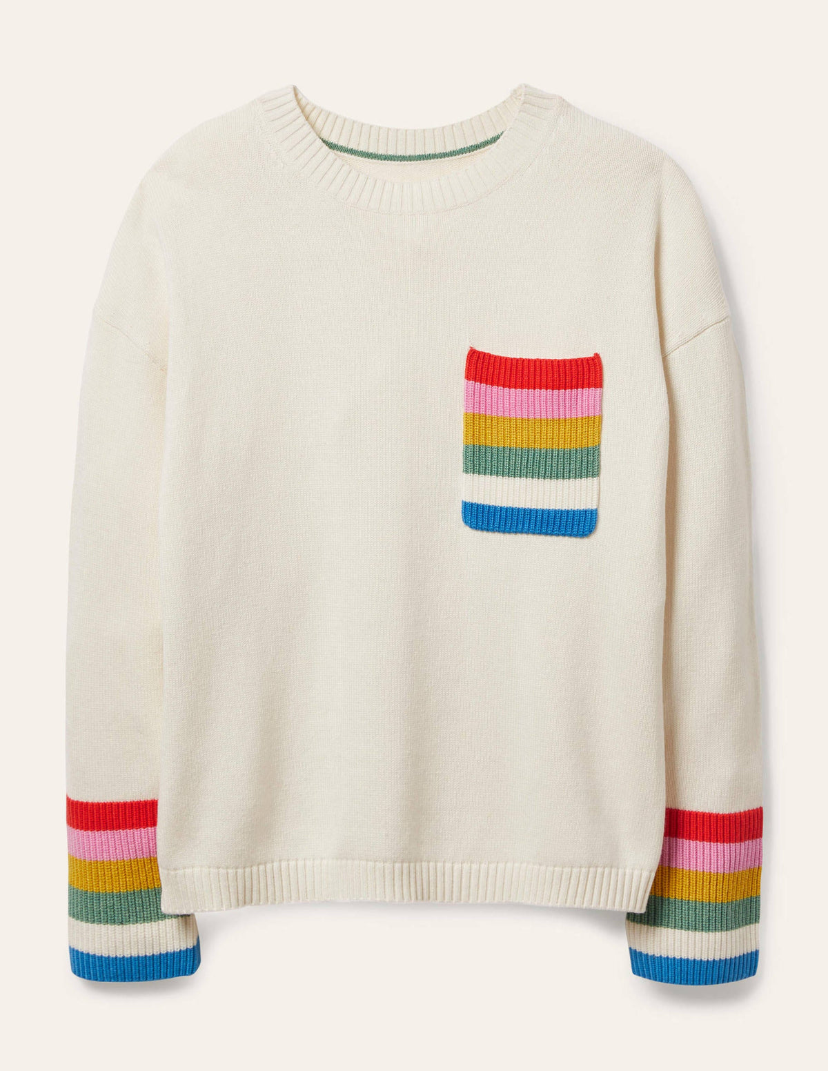 Stripe Pocket Relaxed Jumper-Ivory - Image 5