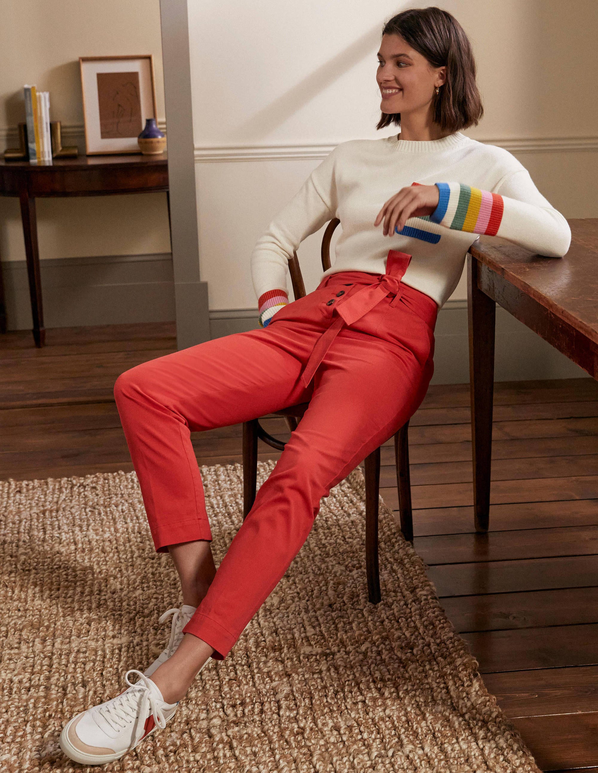 Stripe Pocket Relaxed Jumper-Ivory - Image 4