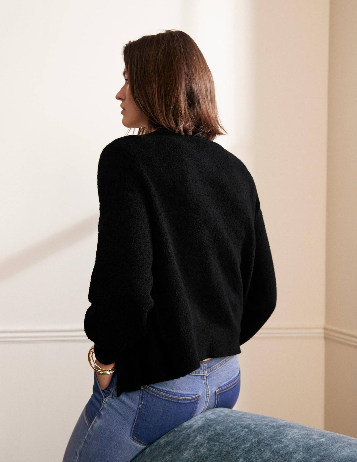 Knitted Bomber Jacket-Black - Image 3
