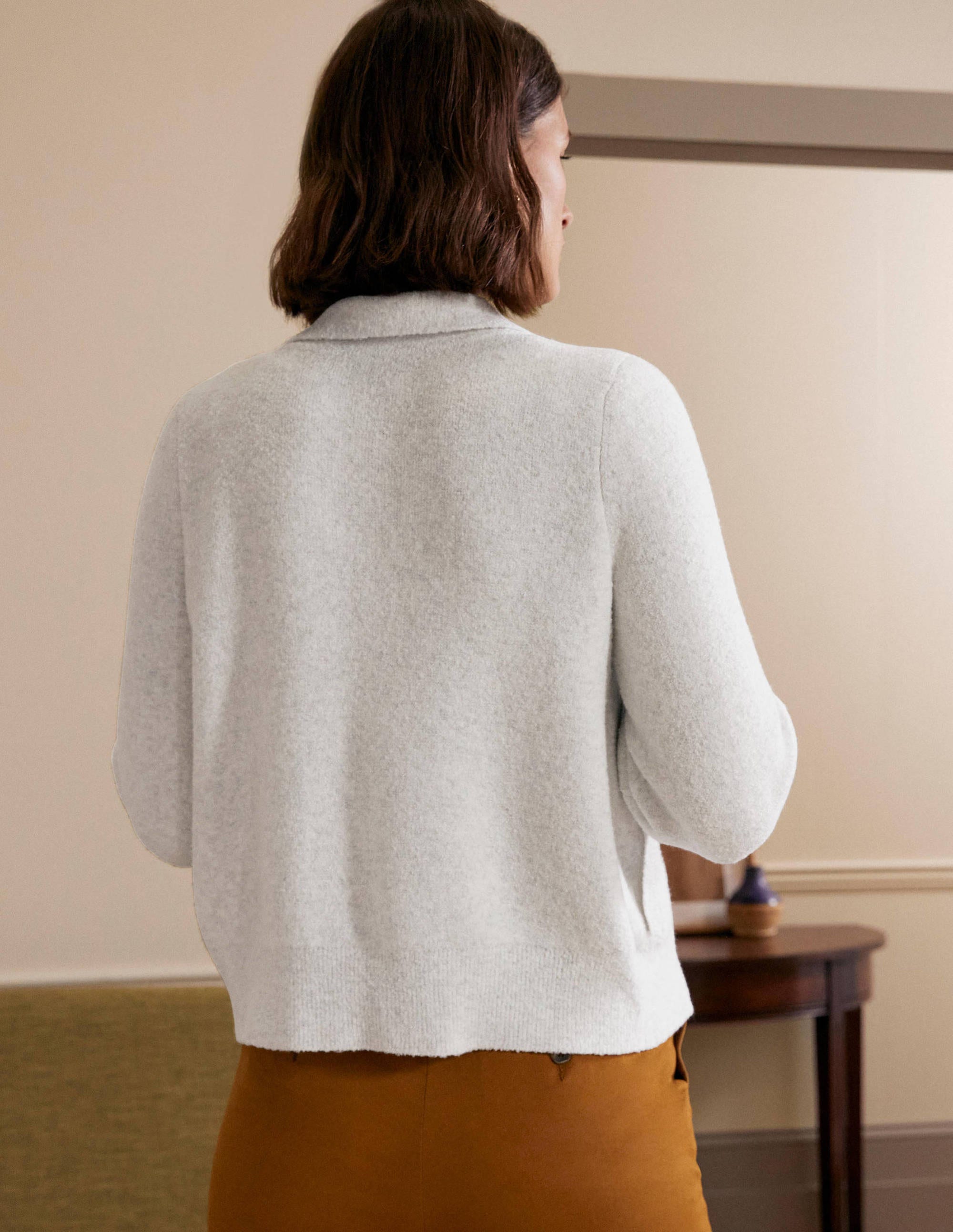 Knitted Bomber Jacket-Silver Melange - Image 3