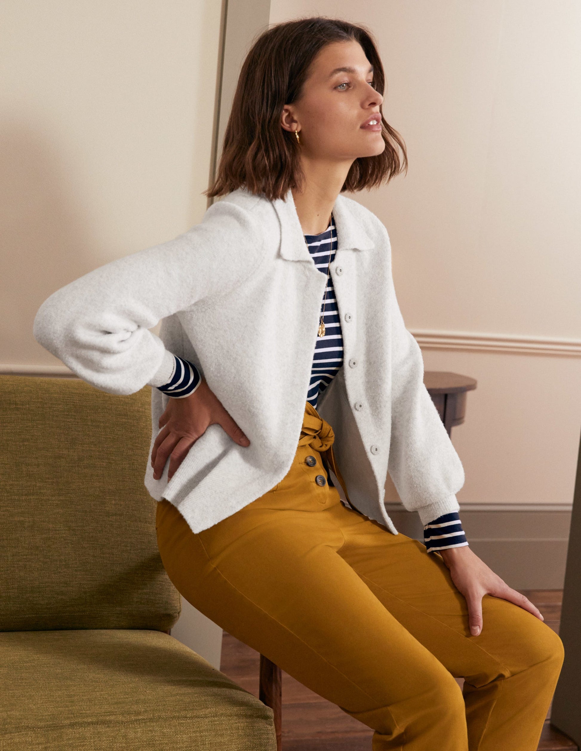 Knitted Bomber Jacket-Silver Melange-5