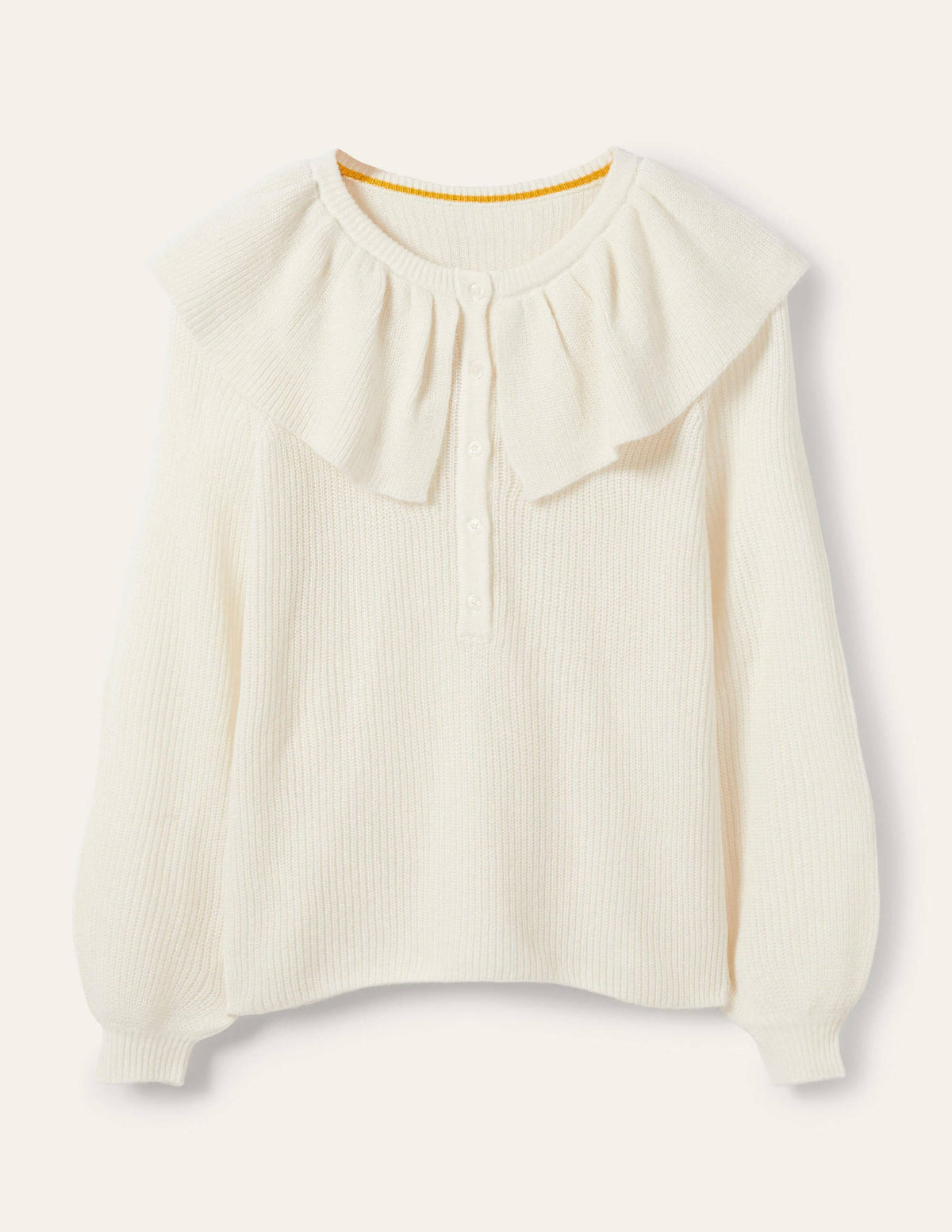 Fluffy Frill Collar Jumper-Ivory-5