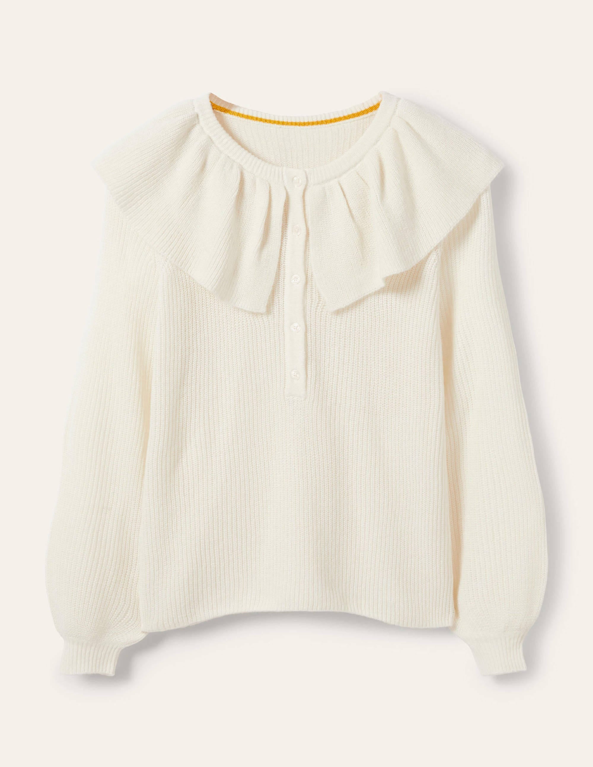 Fluffy Frill Collar Jumper-Ivory - Image 5