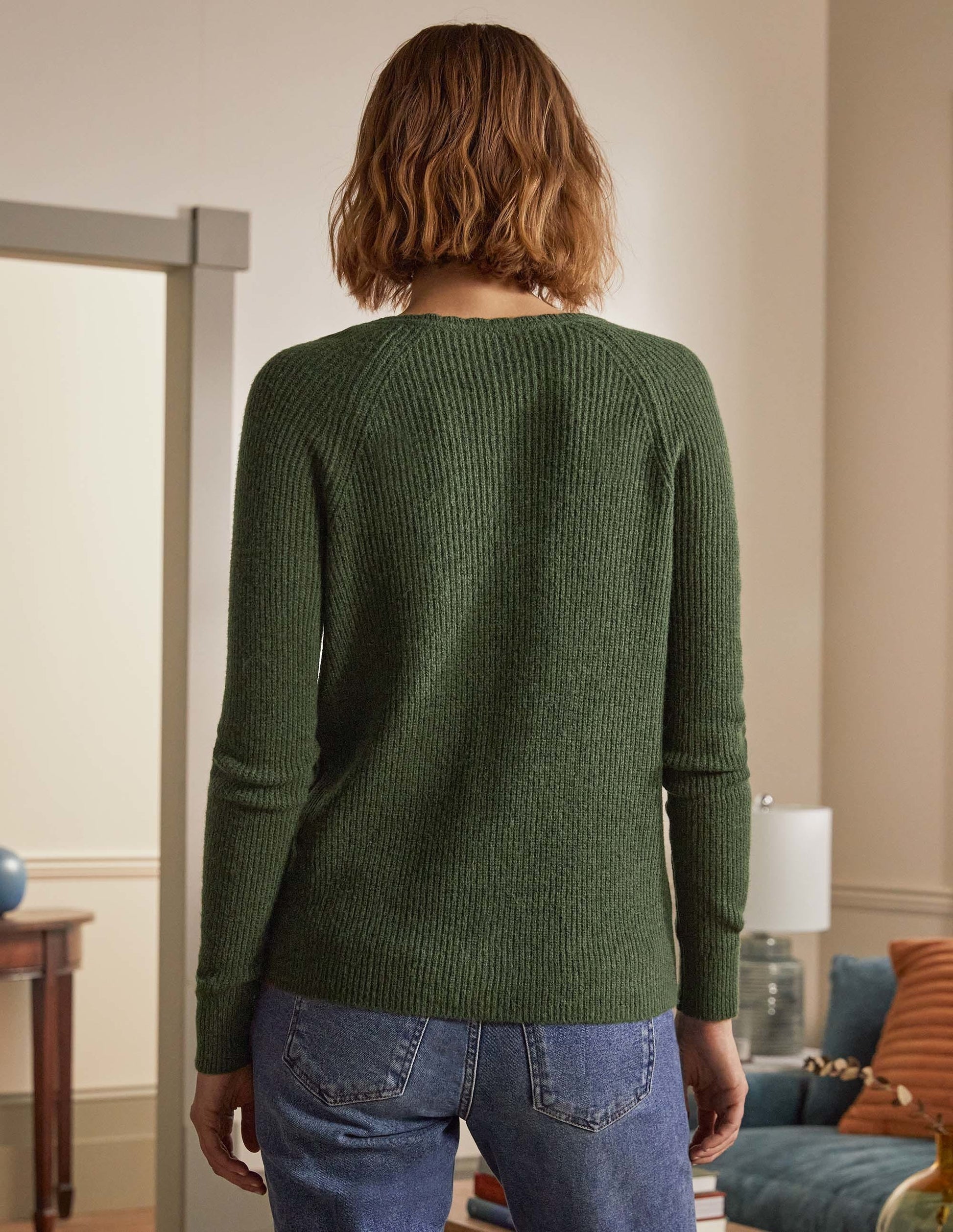 Ella Scallop Fluffy Cardigan-Classic Khaki-3
