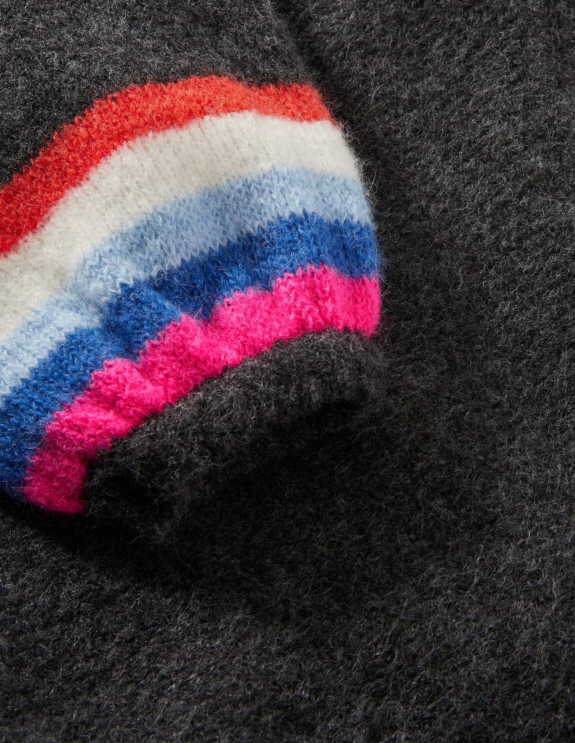 Fluffy Stripe Jumper-Charcoal Melange-6