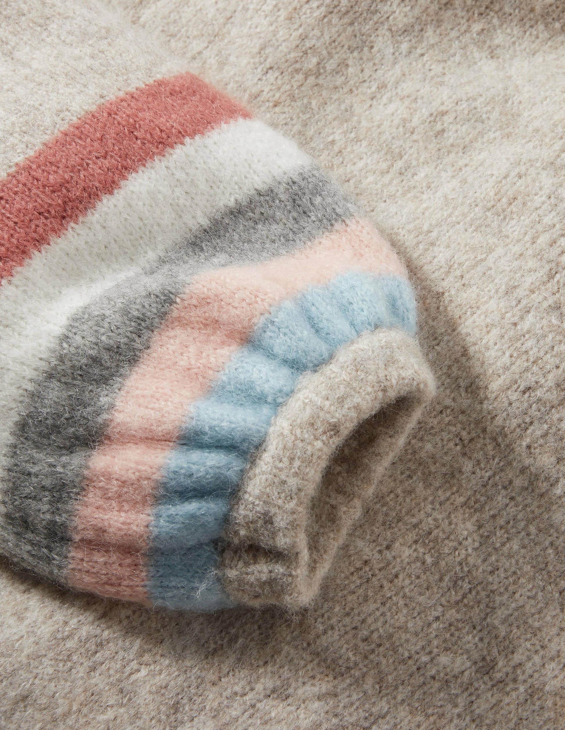 Fluffy Stripe Jumper-Oatmeal Melange-5