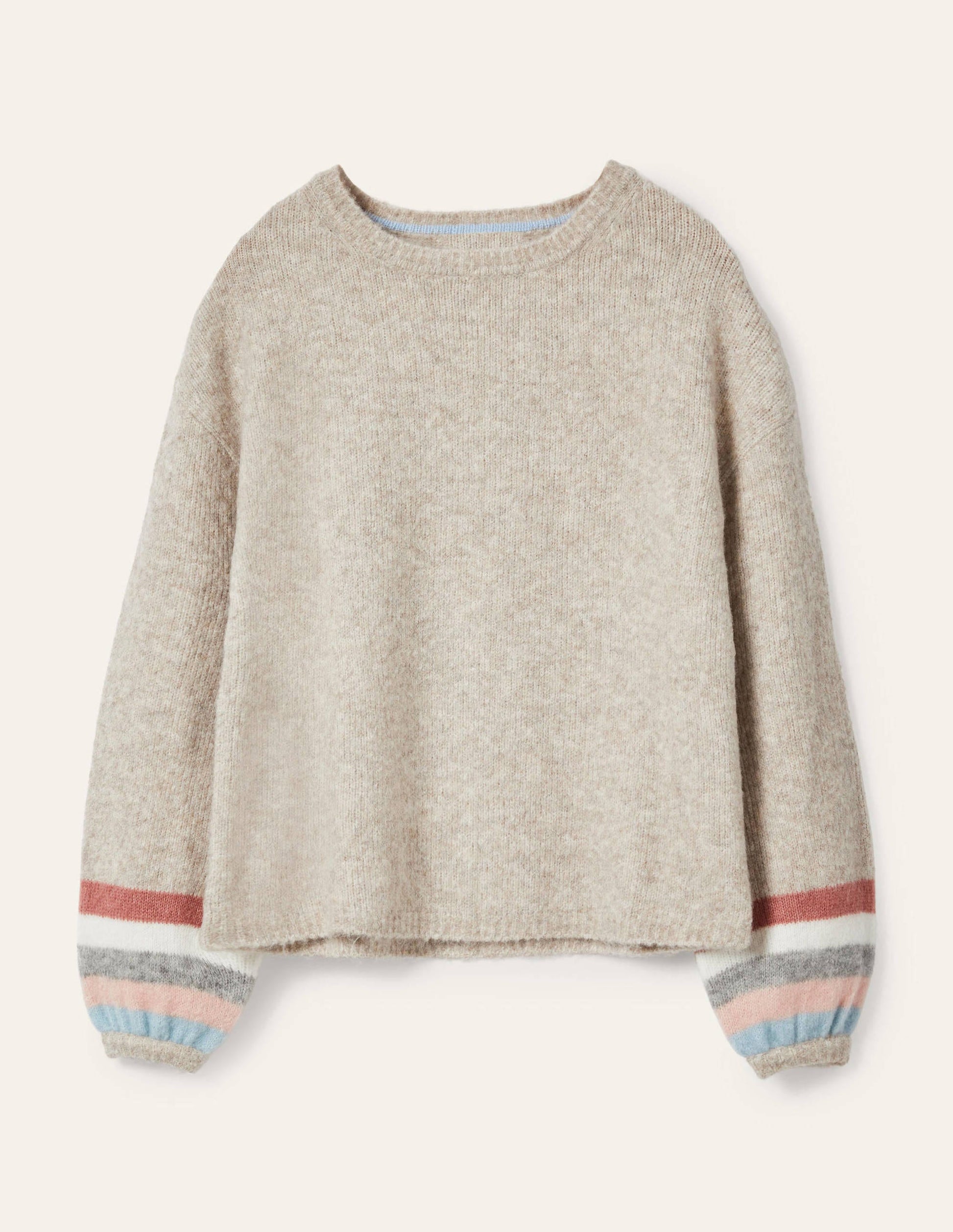 Fluffy Stripe Jumper-Oatmeal Melange-6