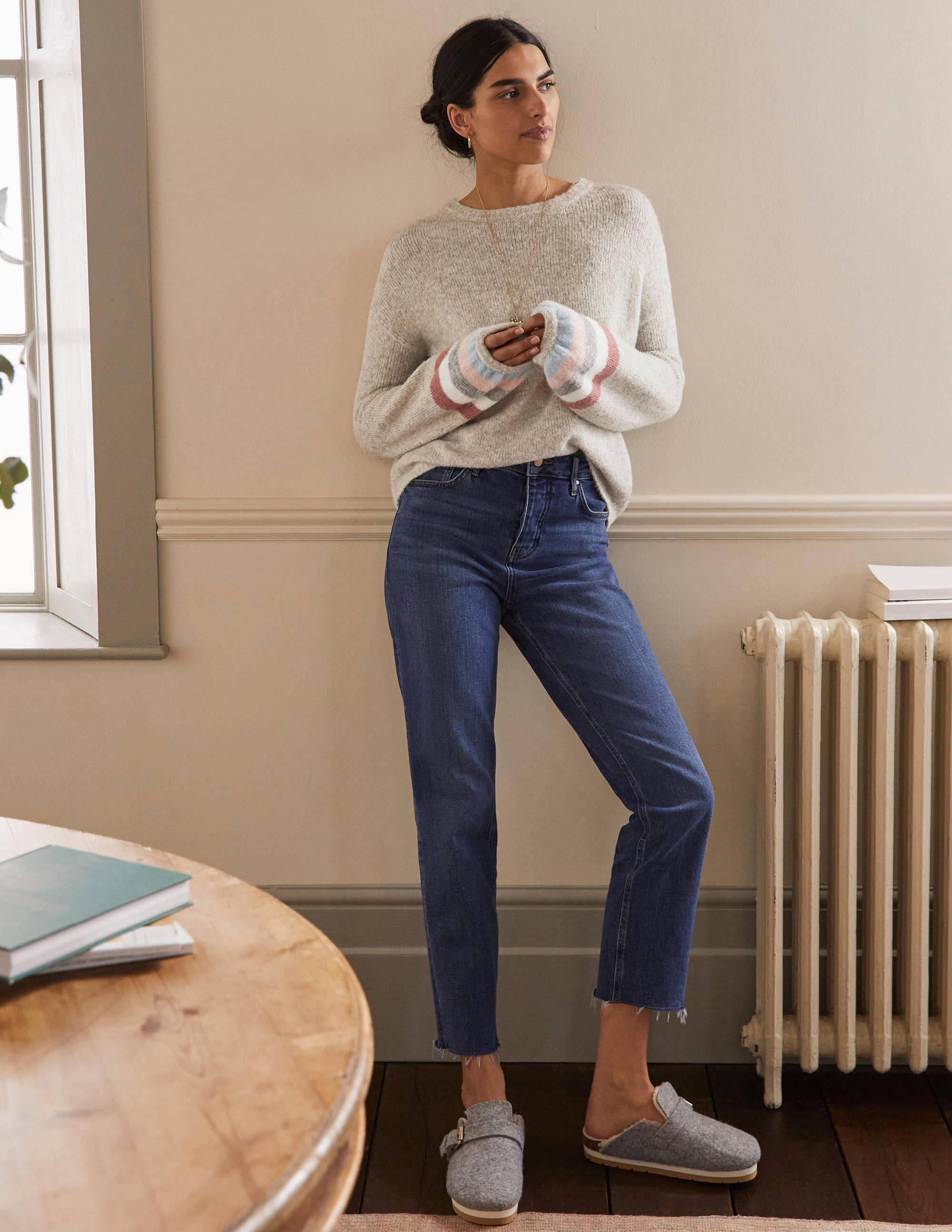 Fluffy Stripe Jumper-Oatmeal Melange - Image 4