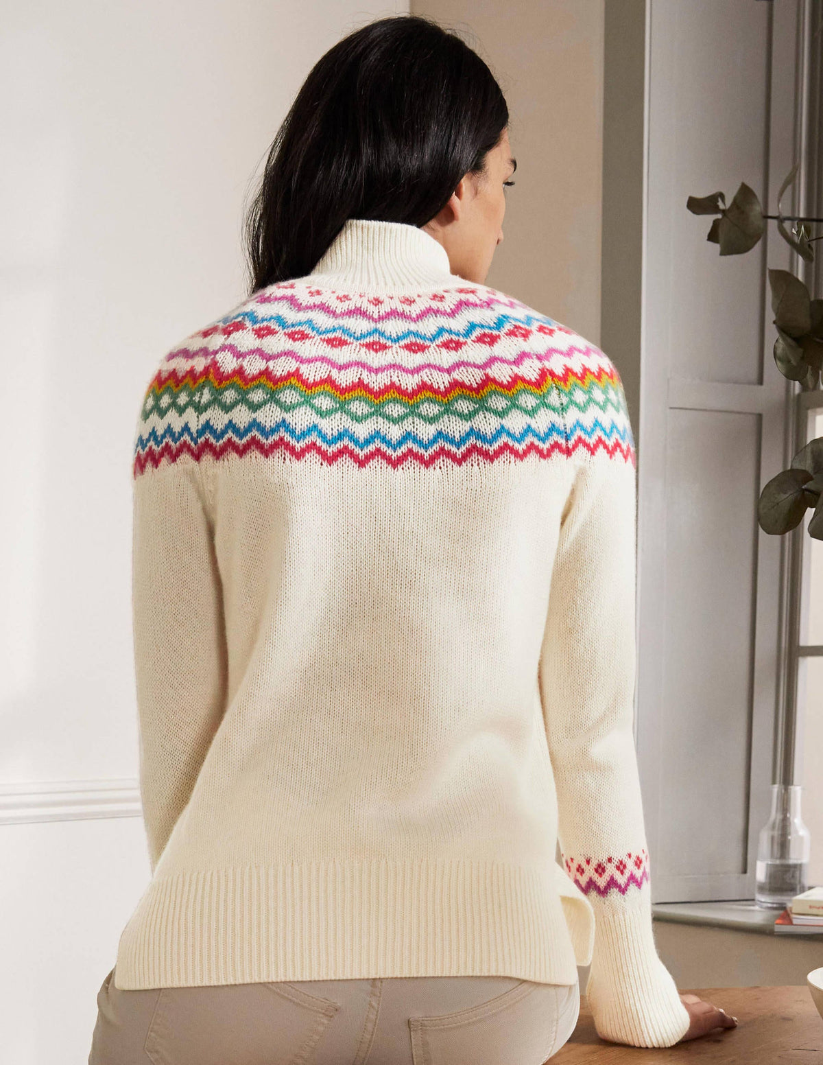 Anna Cashmere Jumper-Ivory Fair Isle - Image 3