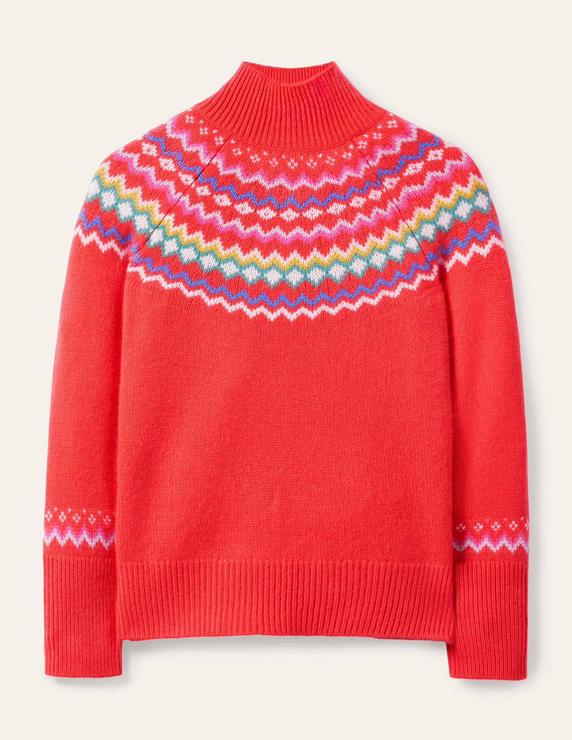 Anna Cashmere Jumper-Coral Fair Isle - Image 5