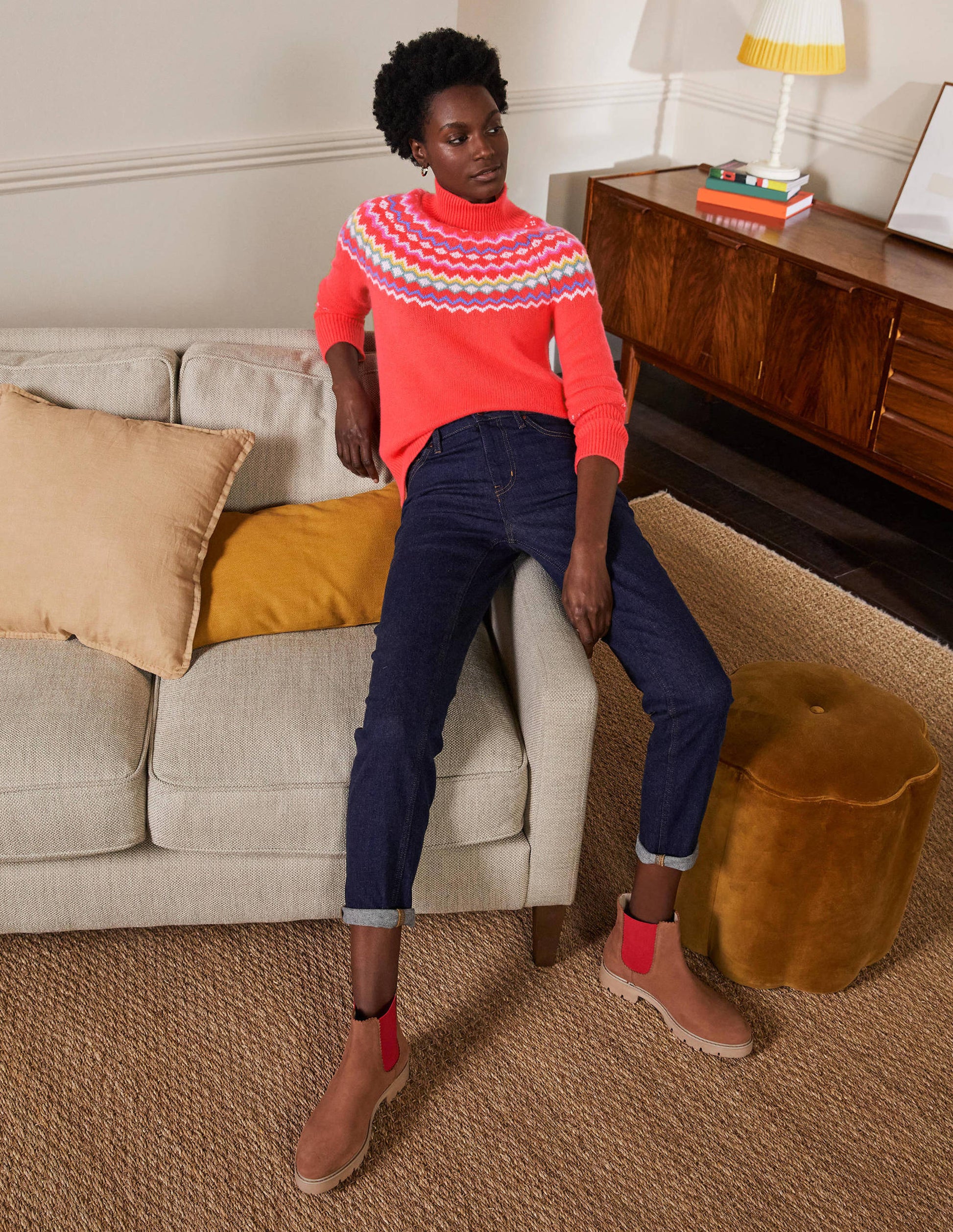 Anna Cashmere Jumper-Coral Fair Isle-4