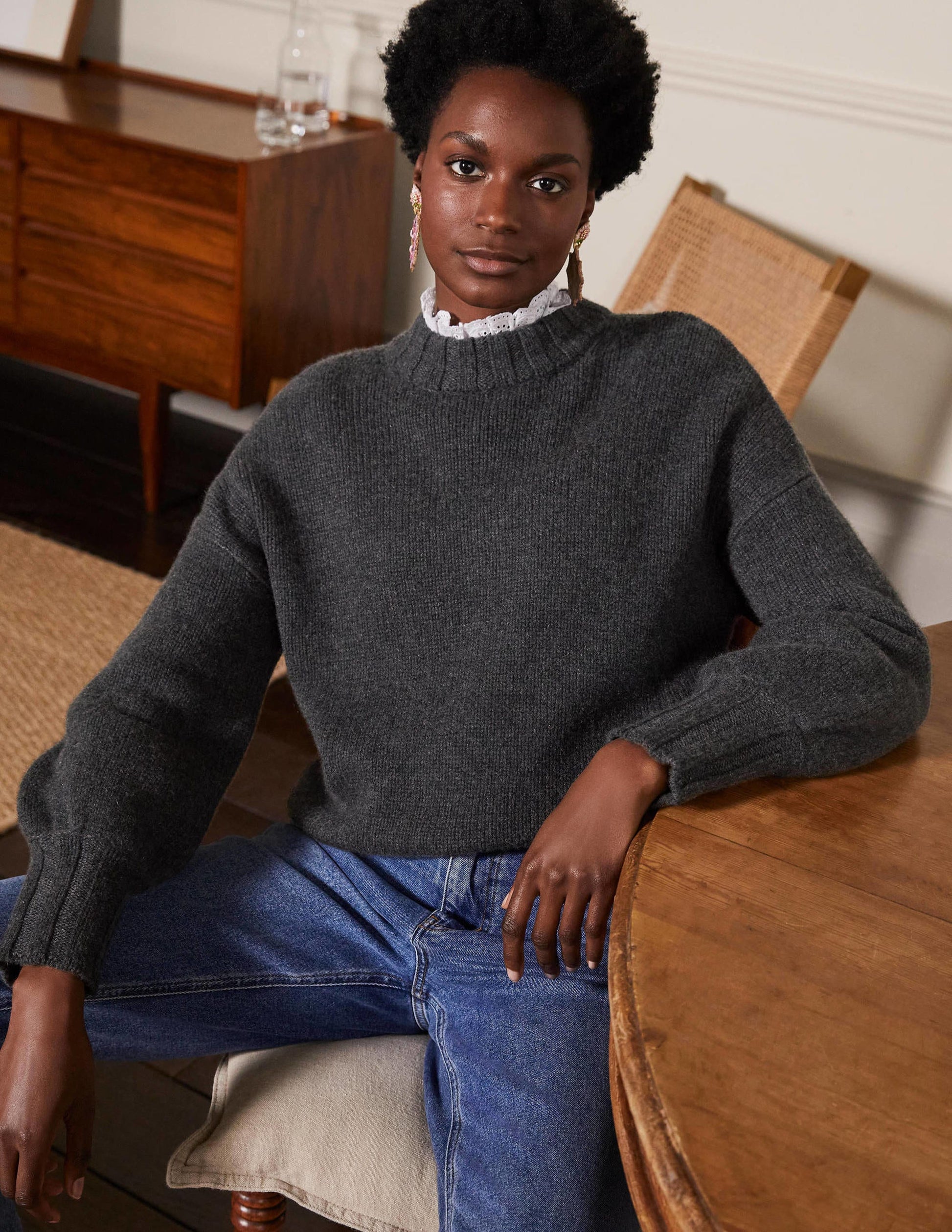 Chunky Cashmere Jumper-Charcoal Melange-1