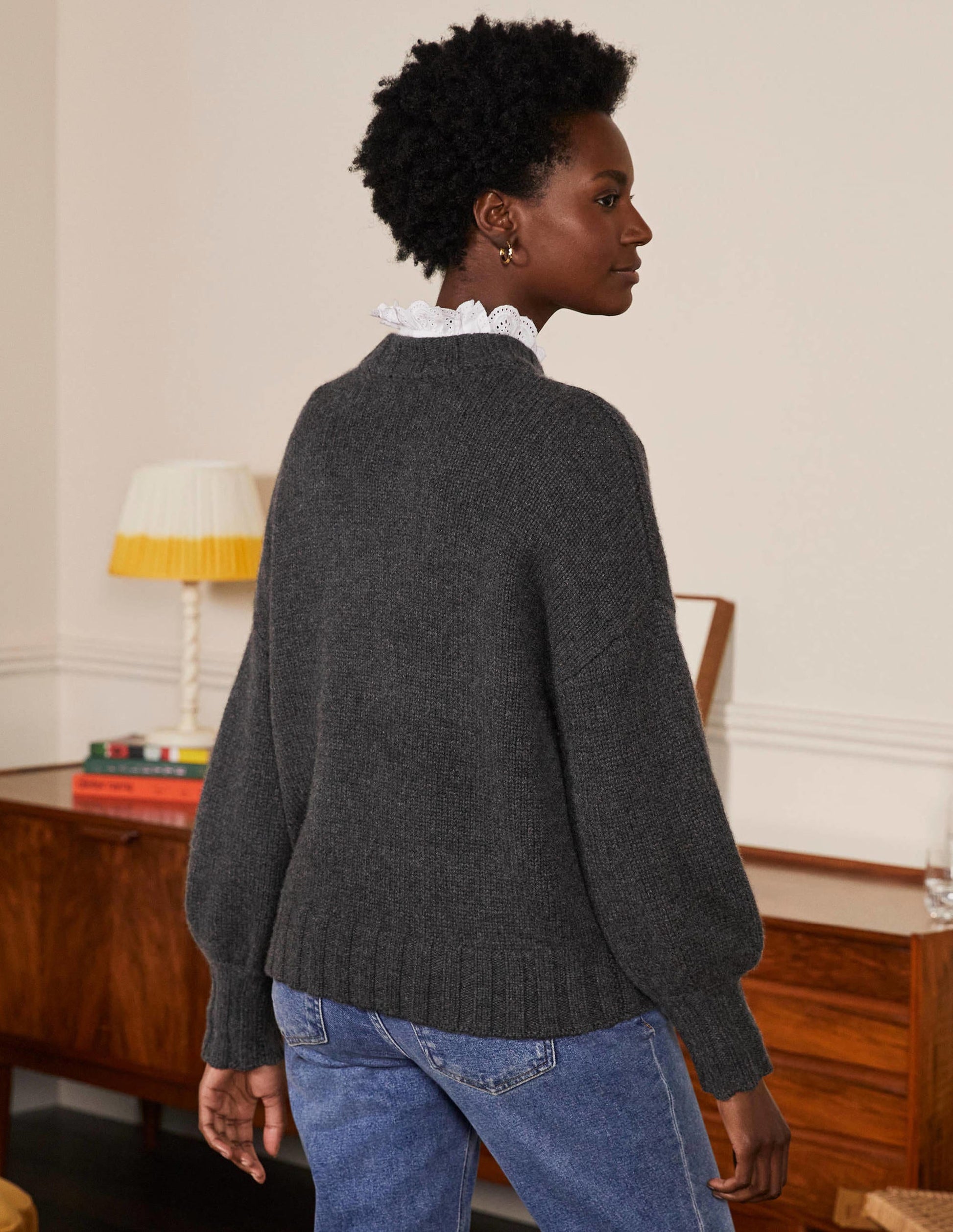Chunky Cashmere Jumper-Charcoal Melange-3