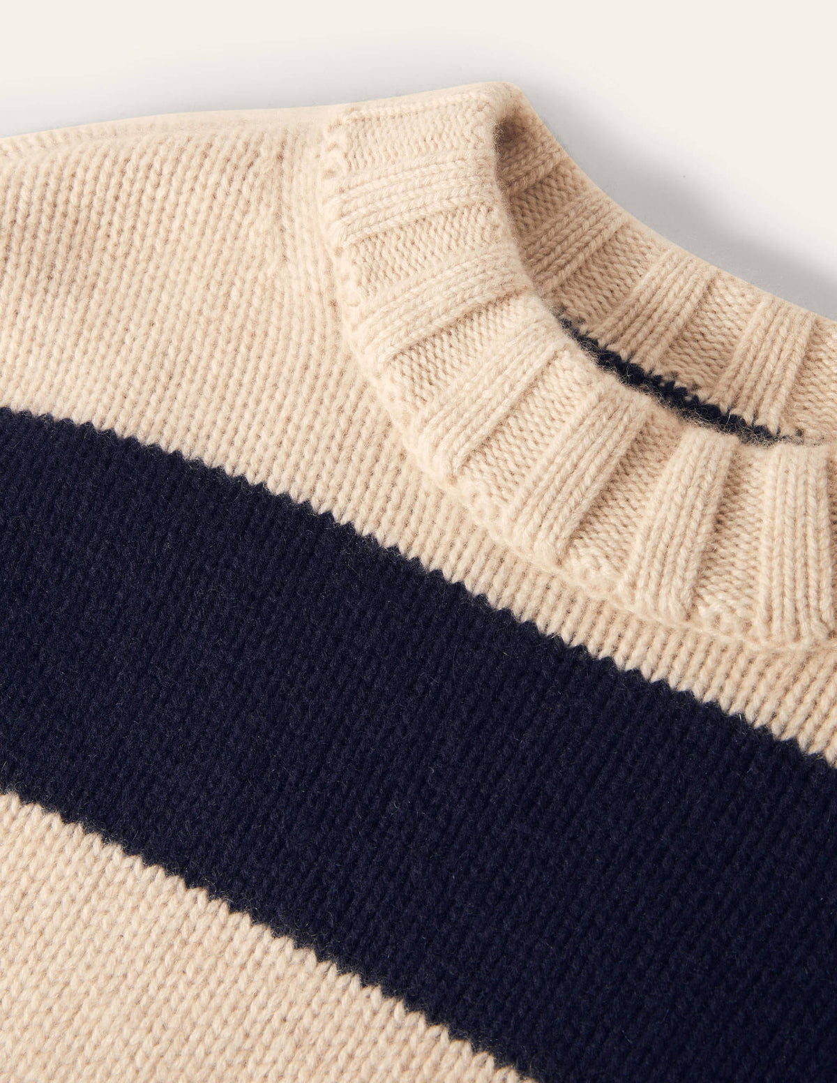 Chunky Cashmere Jumper-Navy, Oatmeal Melange Stripe - Image 8