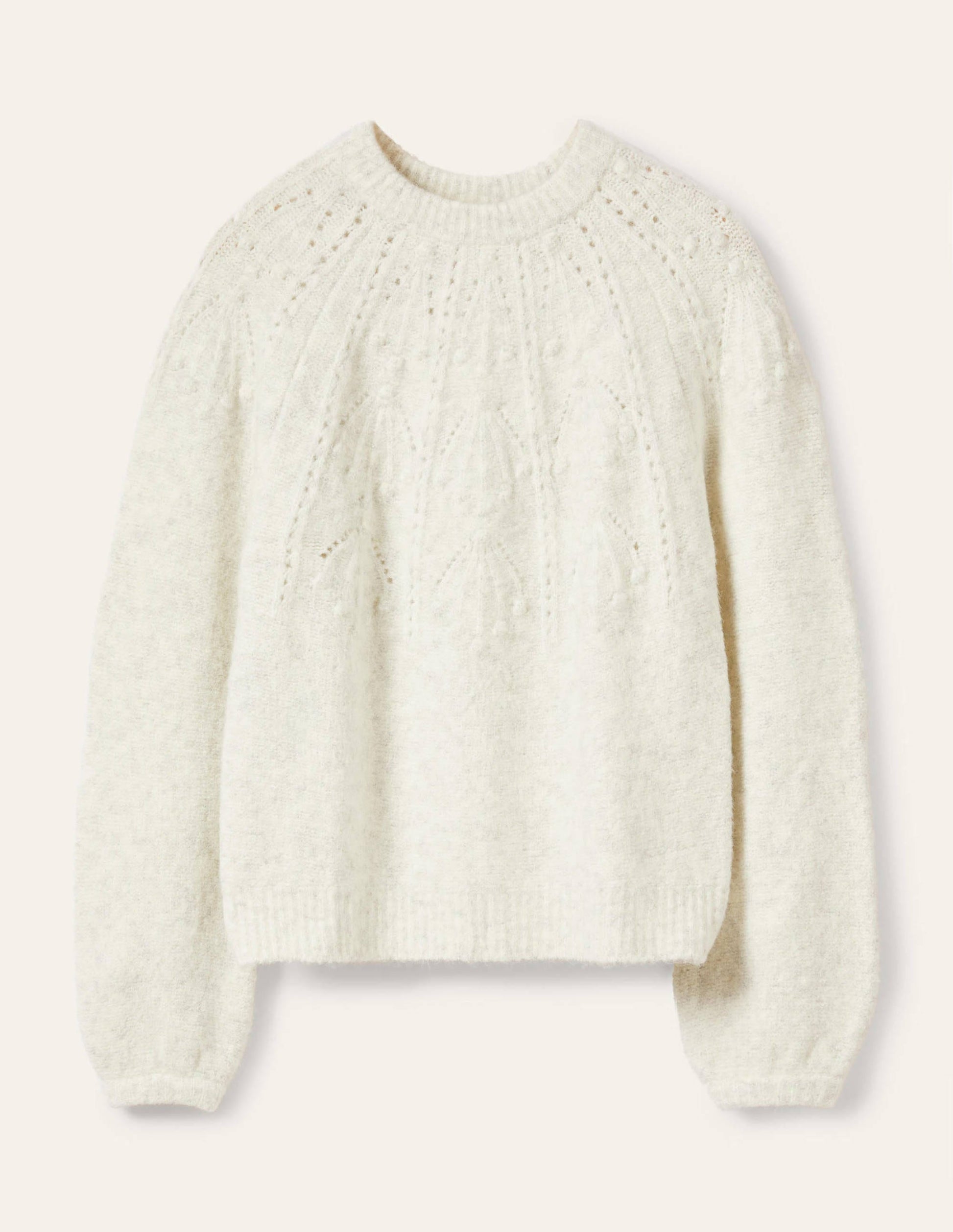 Relaxed Cable Jumper-Ivory Melange-6