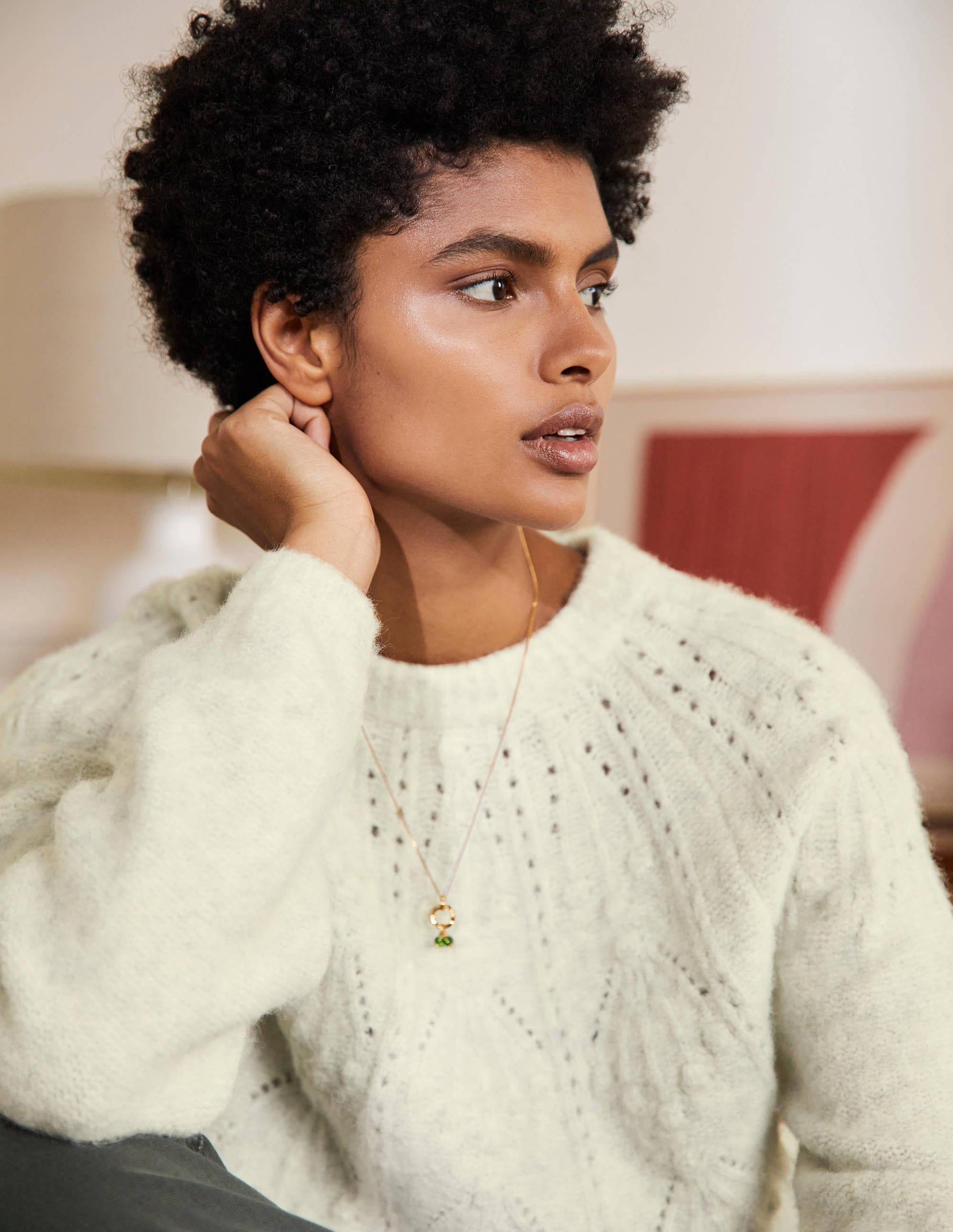 Relaxed Cable Jumper-Ivory Melange - Image 2