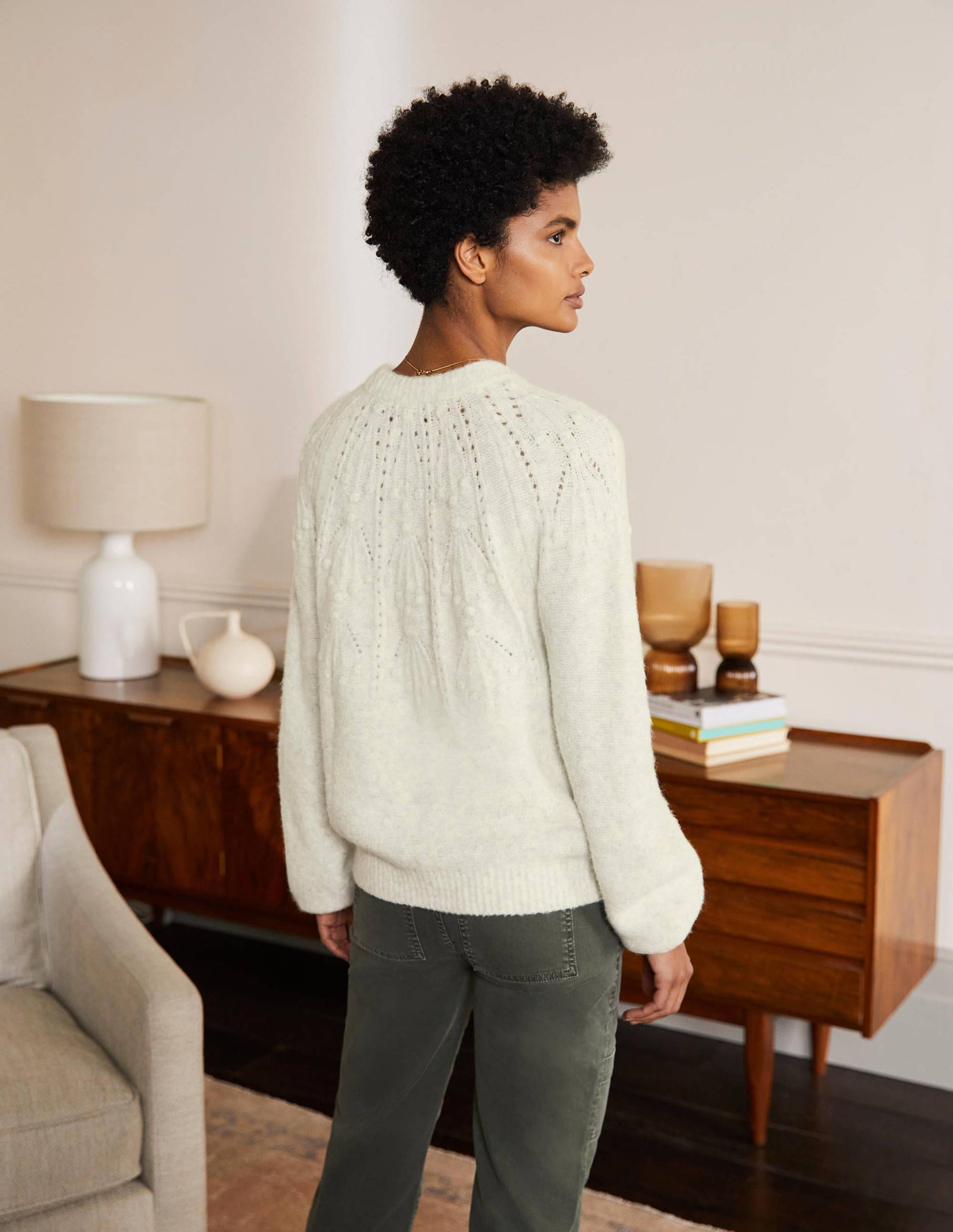Relaxed Cable Jumper-Ivory Melange-3