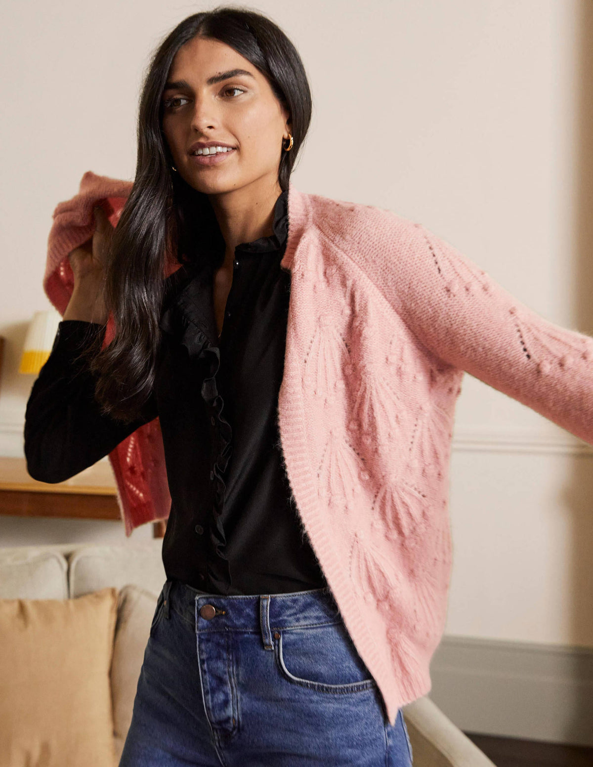 Relaxed Cable Cardigan-Milkshake-4