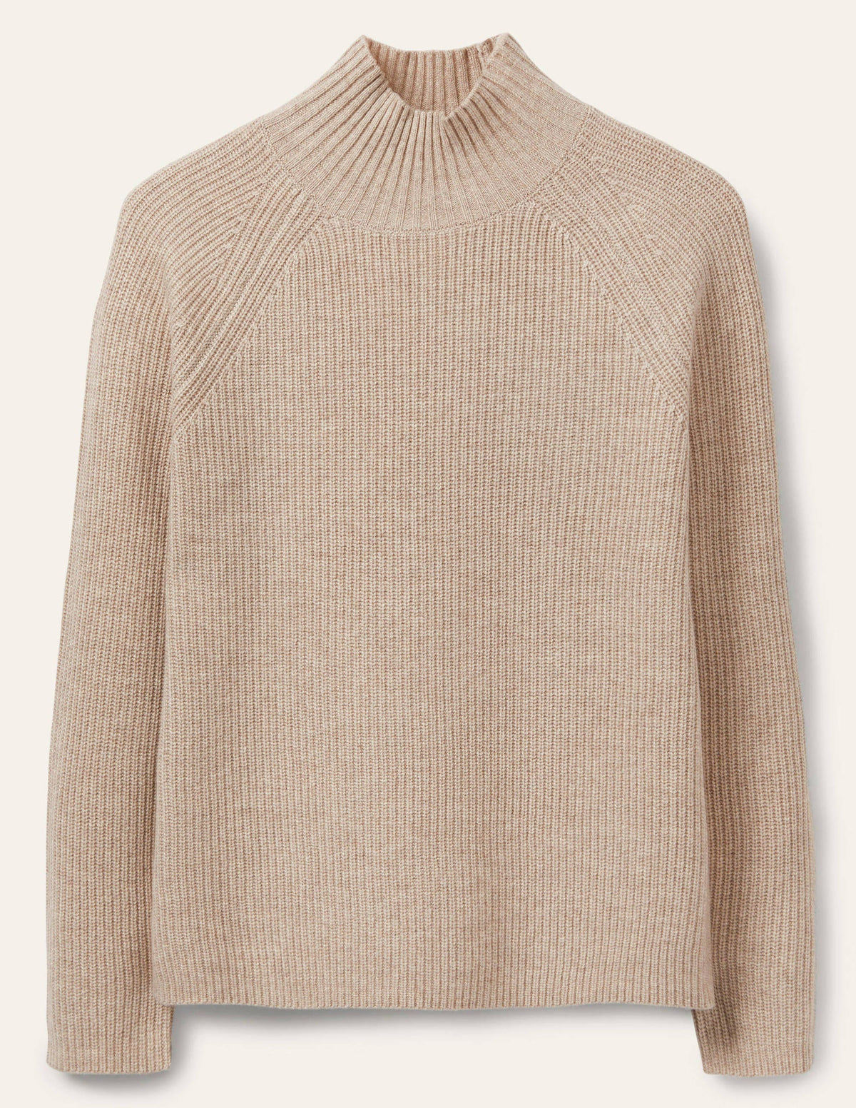Mia Ribbed High Neck Jumper-Oatmeal Melange-5