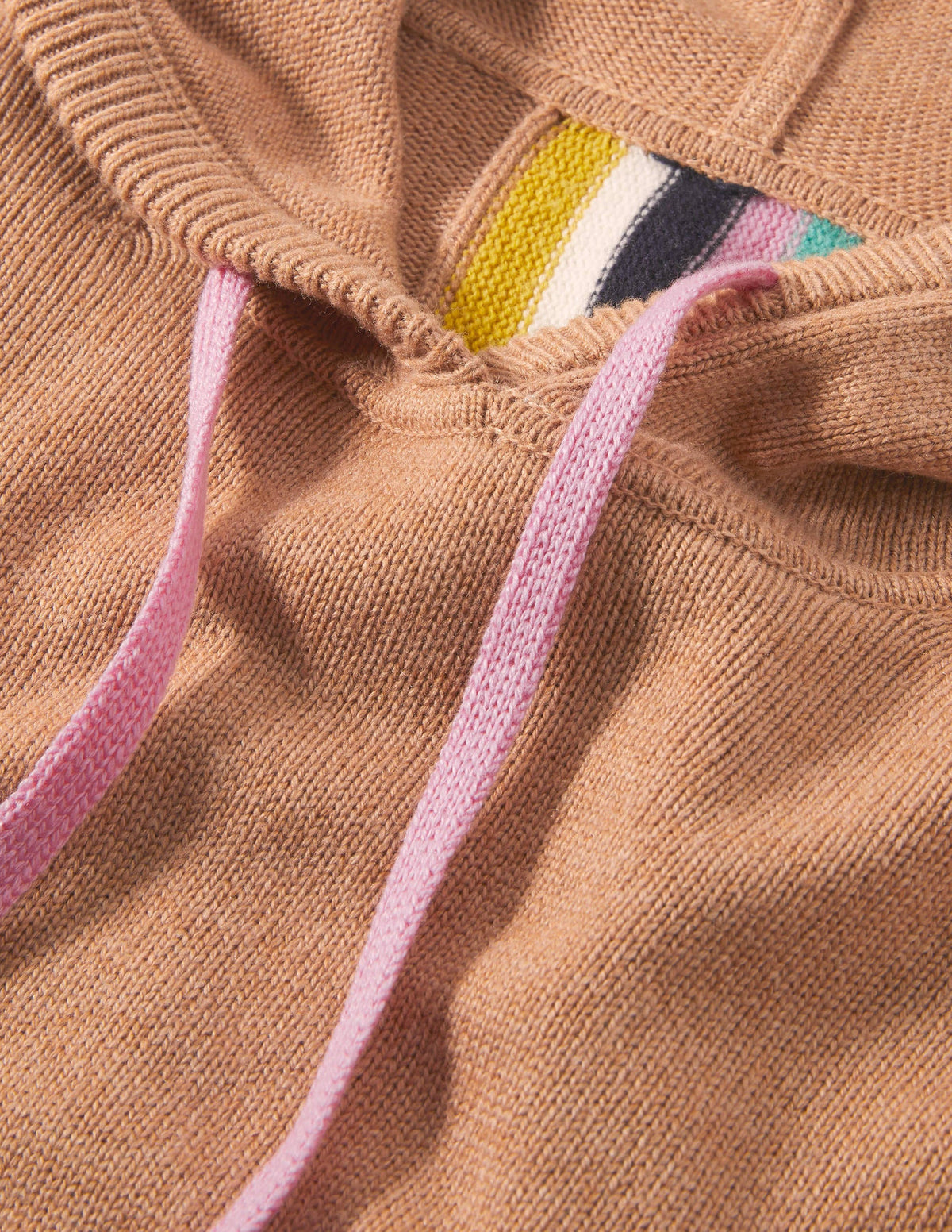 Knitted Relaxed Hoodie-Camel Melange - Image 5