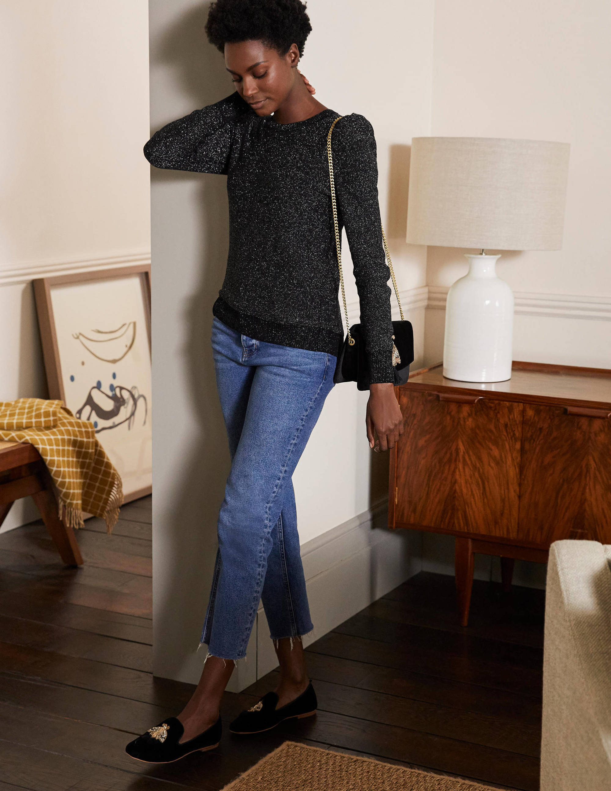 Sparkle Puff Sleeve Jumper-Black Sparkle - Image 4