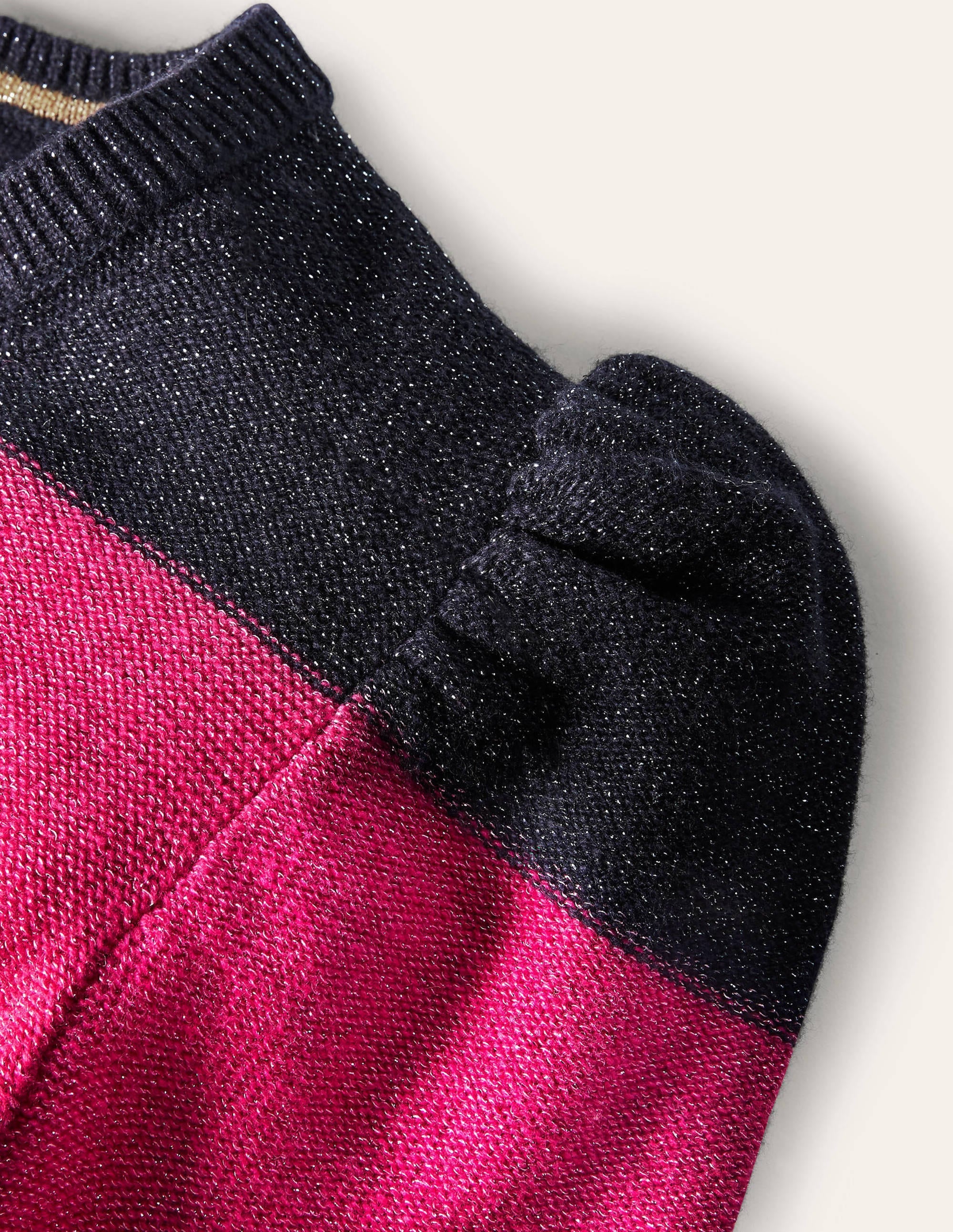 Sparkle Puff Sleeve Jumper-Pink, Black Lurex Multi Stripe - Image 6
