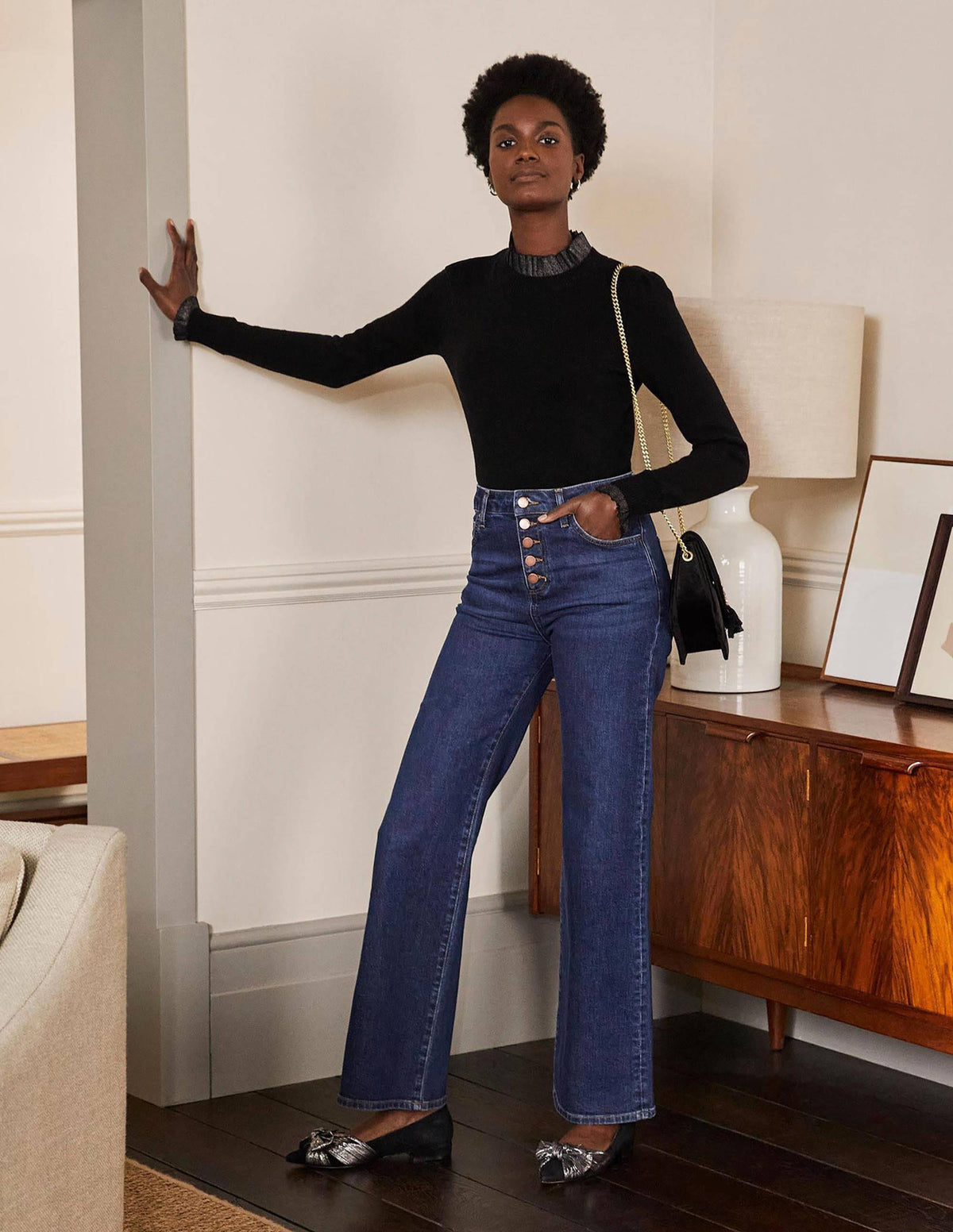 Felicity Embellished Jumper-Black Metallic - Image 1