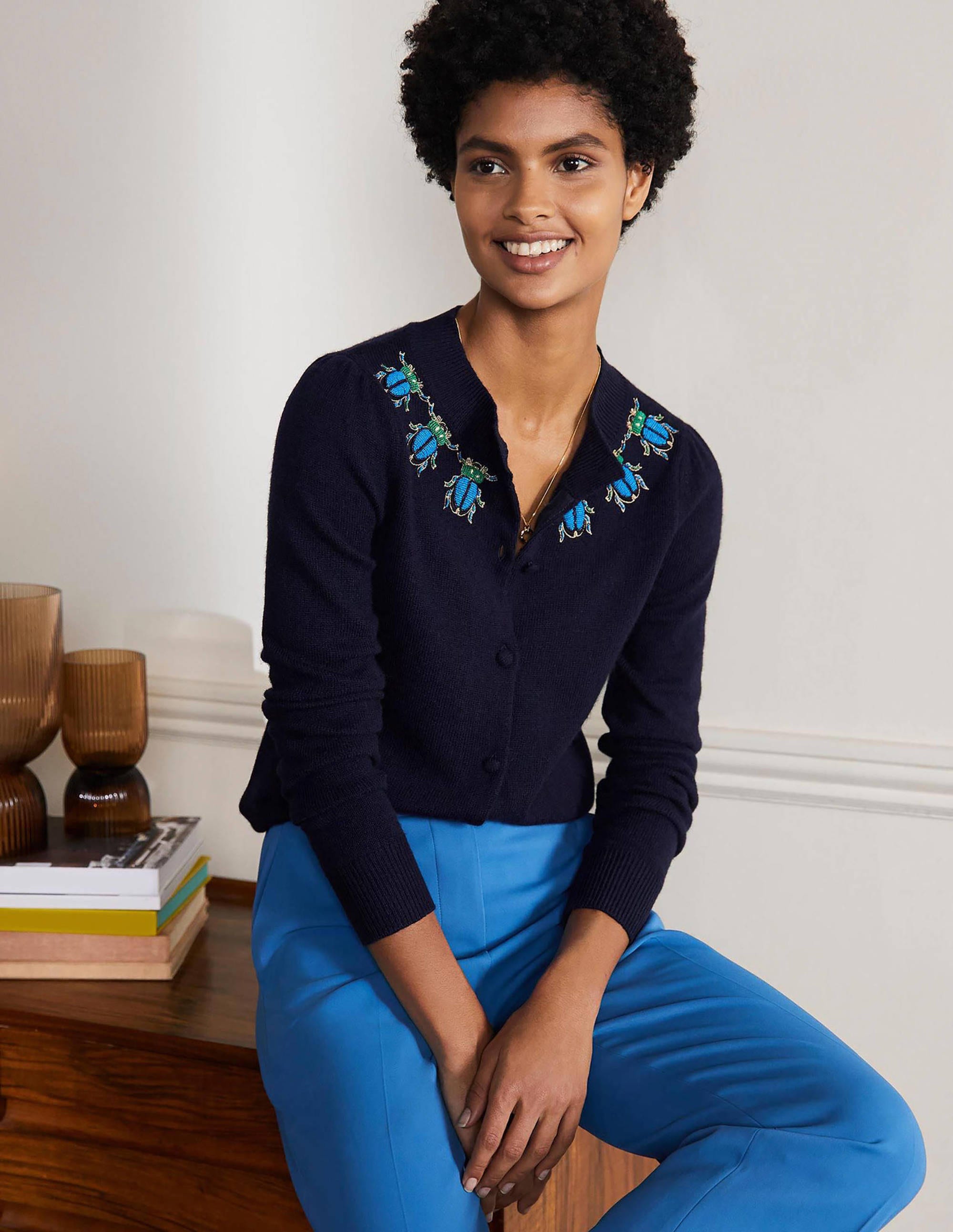 Embellished Cardigan-Navy - Image 1