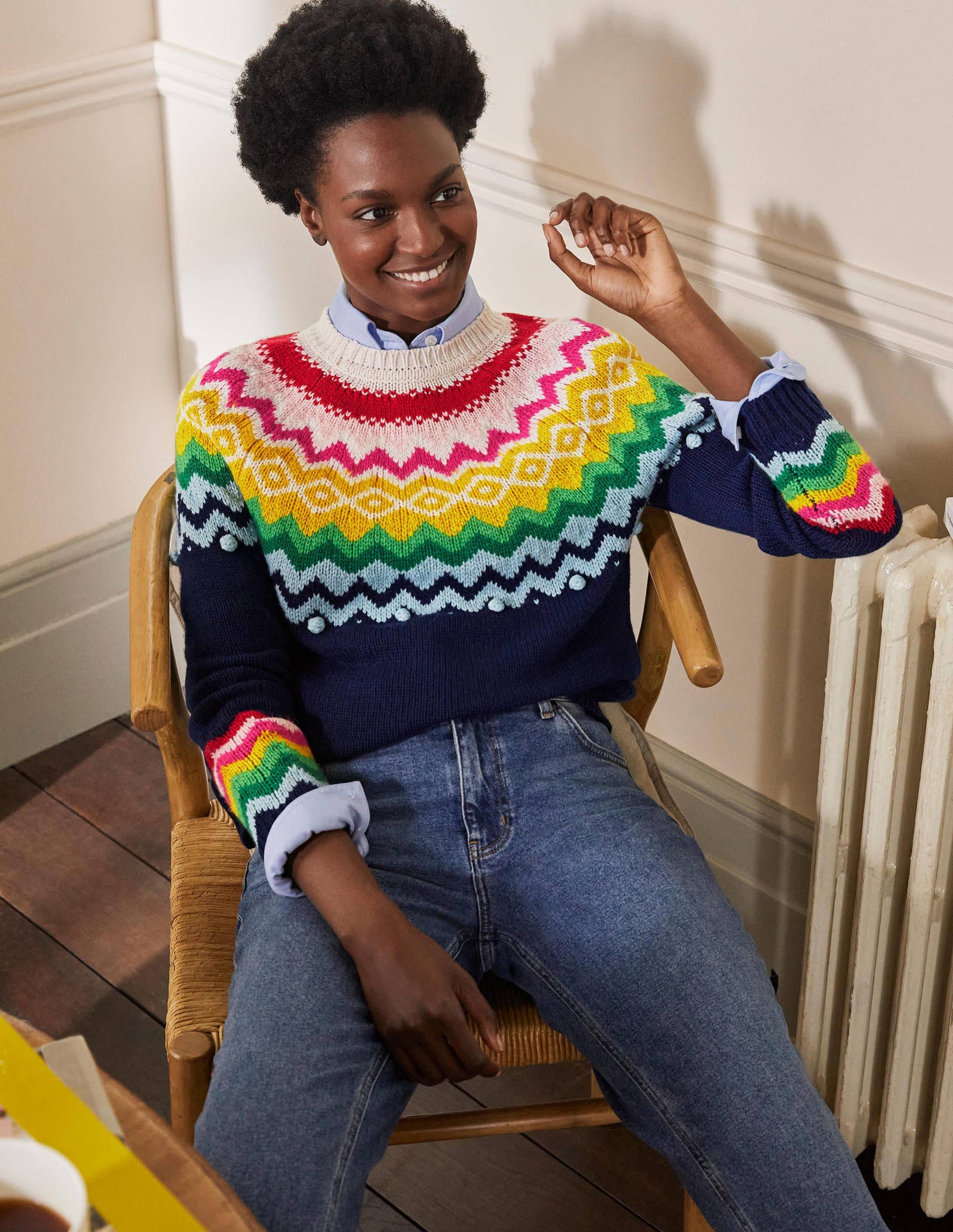Relaxed Fair Isle Jumper-Starboard Blue-1