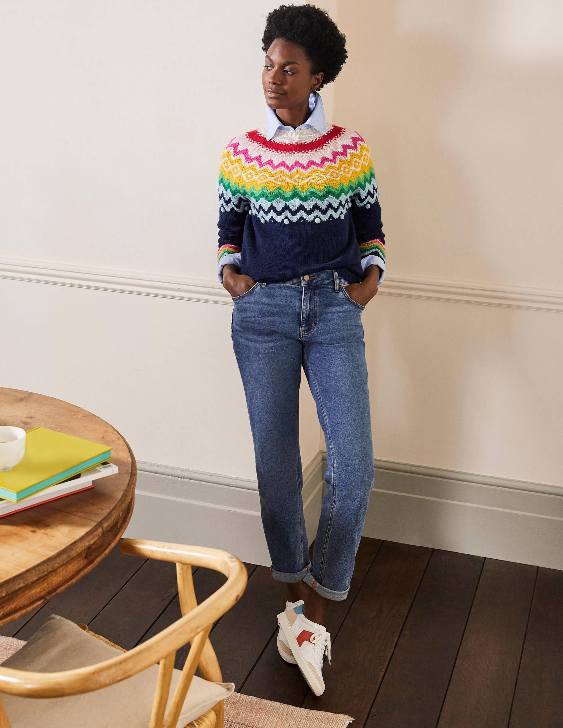 Relaxed Fair Isle Jumper-Starboard Blue-4
