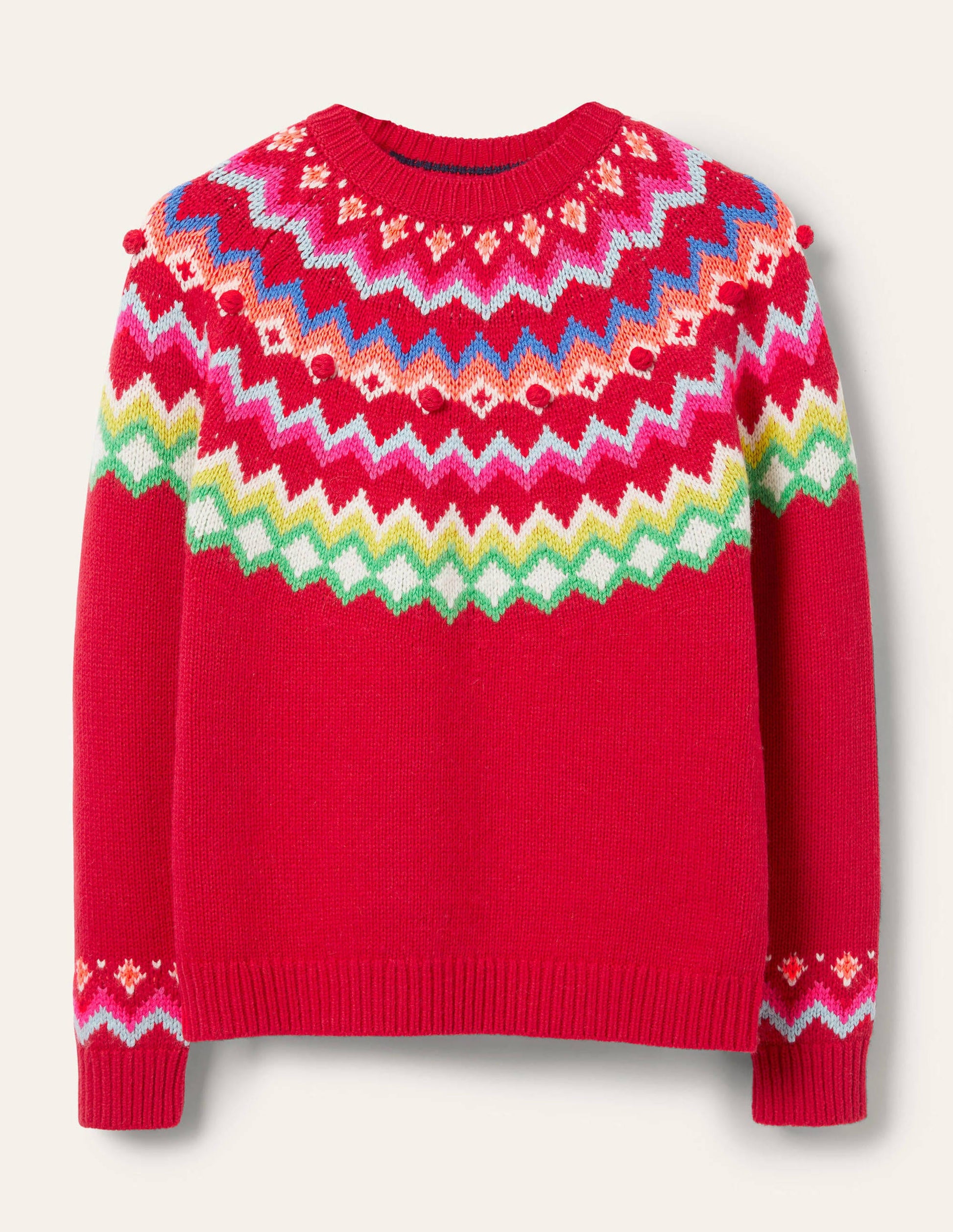 Relaxed Fair Isle Jumper-Rockabilly Red-5
