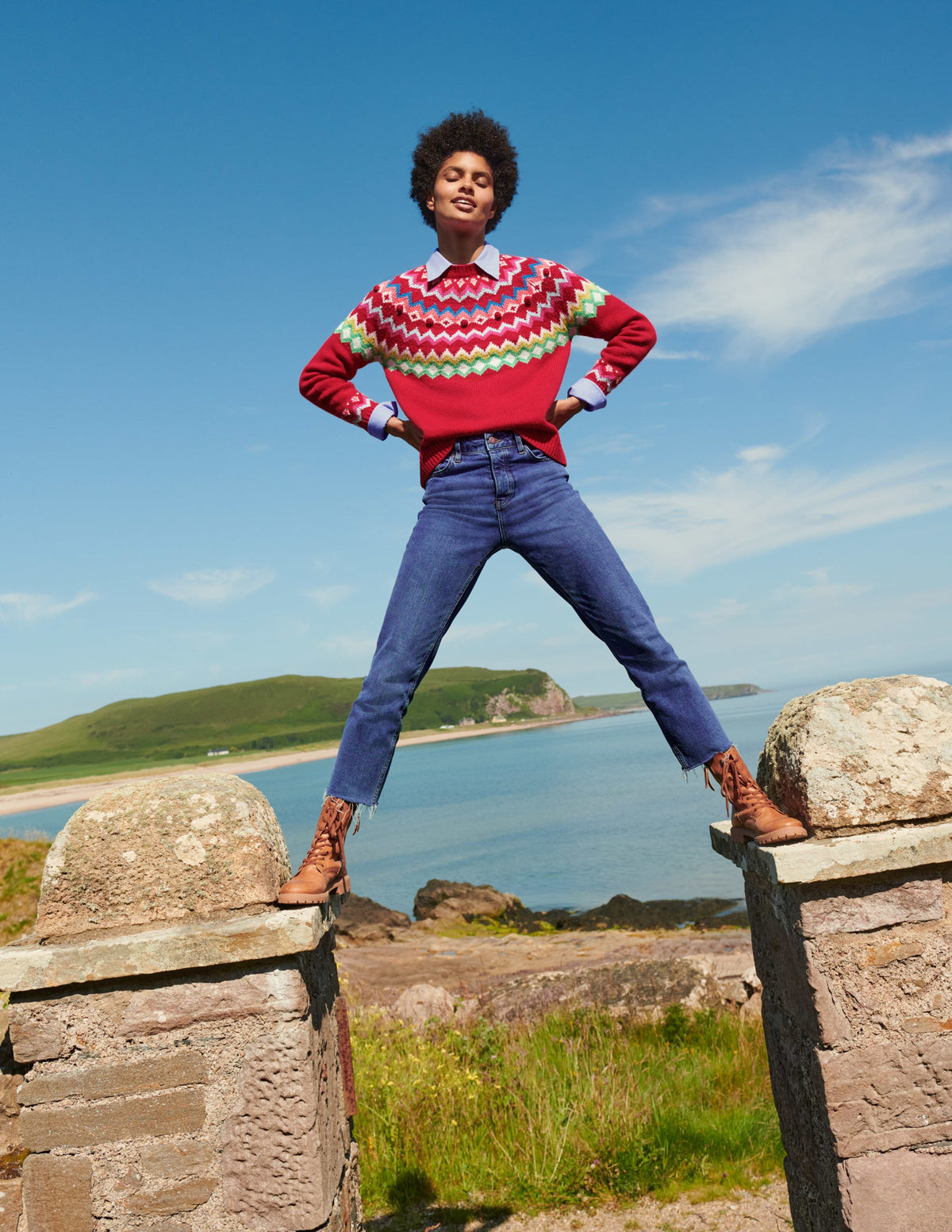 Relaxed Fair Isle Jumper-Rockabilly Red - Image 6