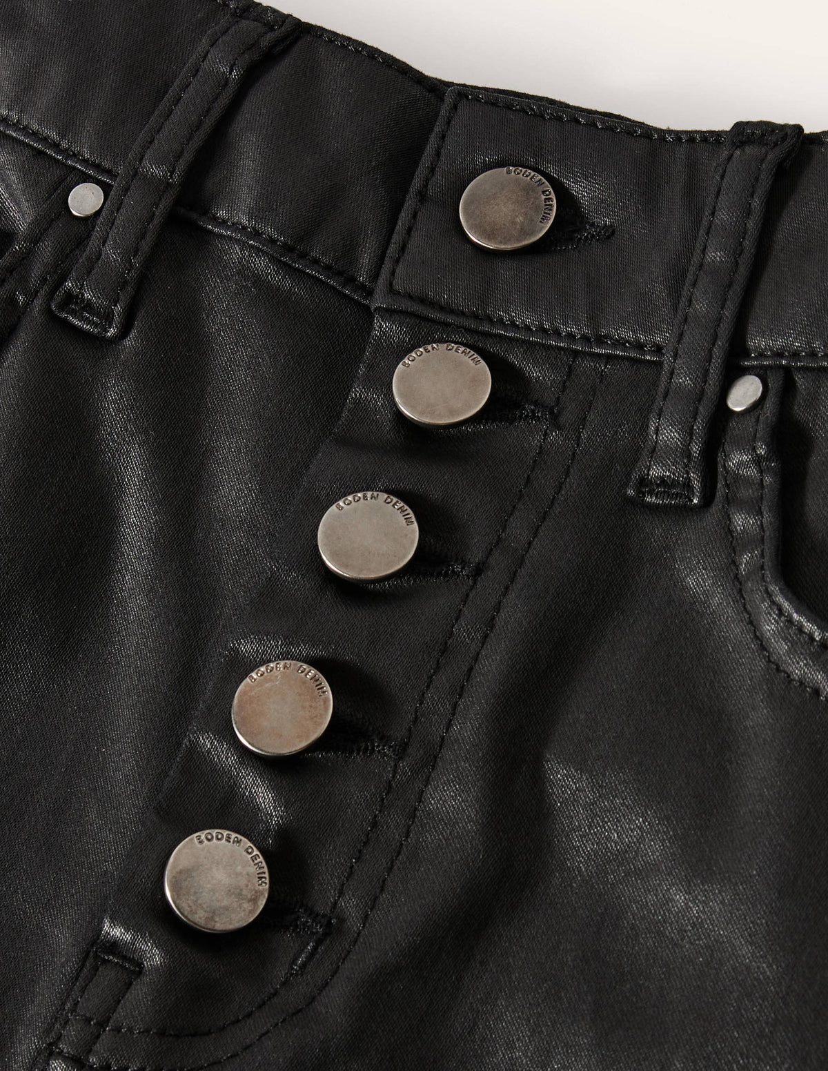 Button Fly Skinny Jeans-Black Waxed - Image 5