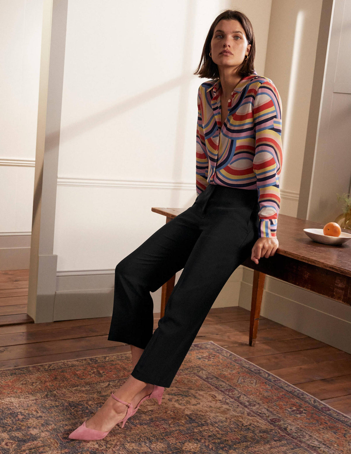 Albemarle Cropped Trousers-Black - Image 1