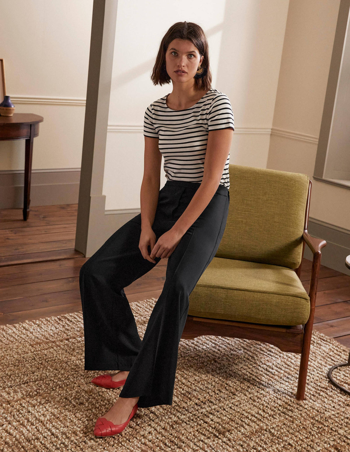 Albemarle Wide Leg Trousers-Black - Image 1