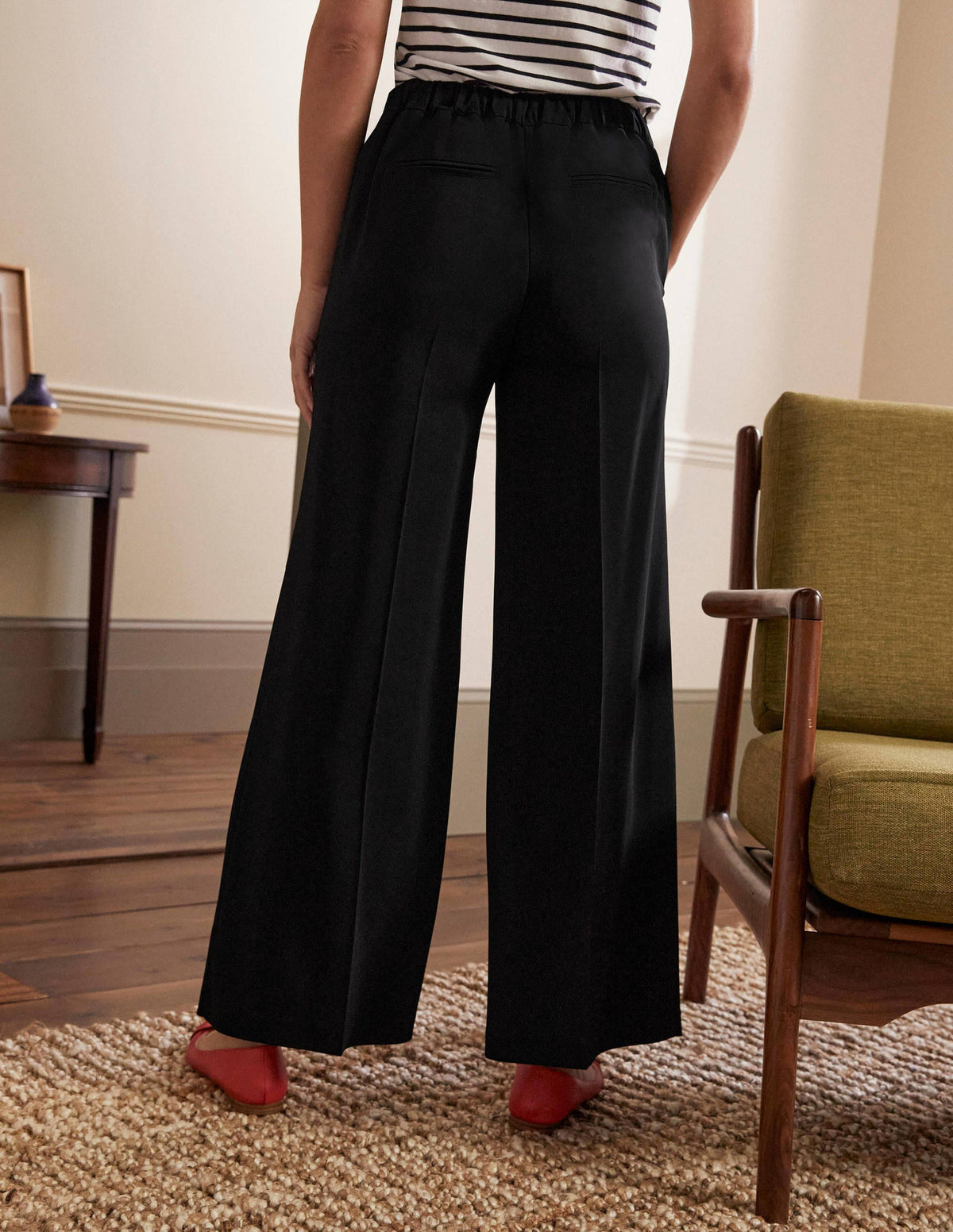 Albemarle Wide Leg Trousers-Black - Image 3