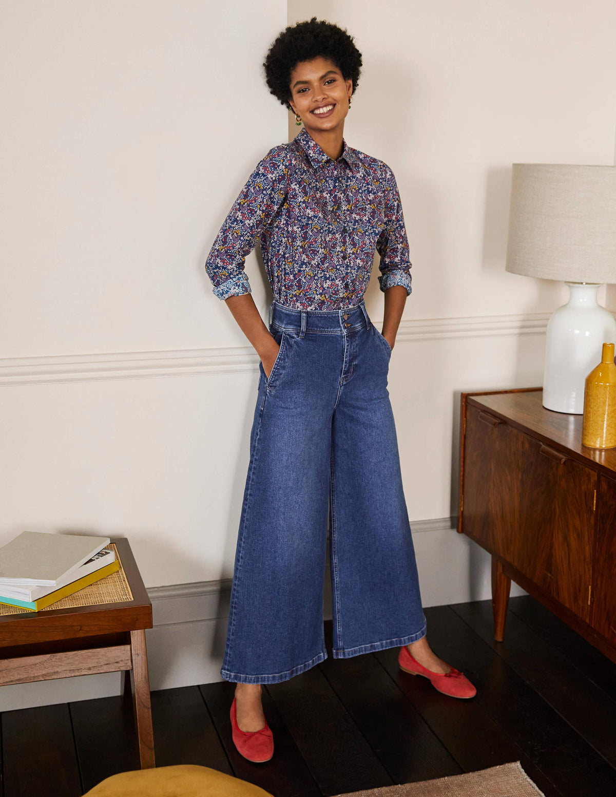 Wide Leg Denim Culottes-Mid Vintage-5