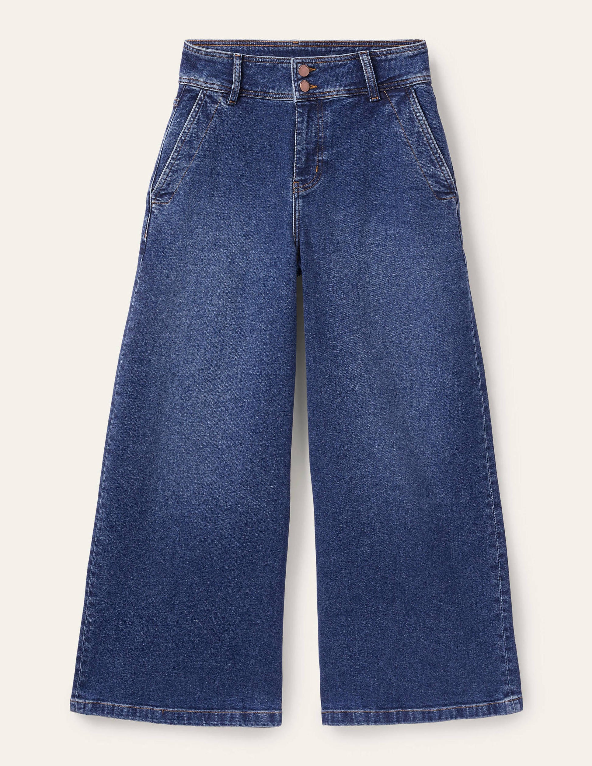 Wide Leg Denim Culottes-Mid Vintage-7