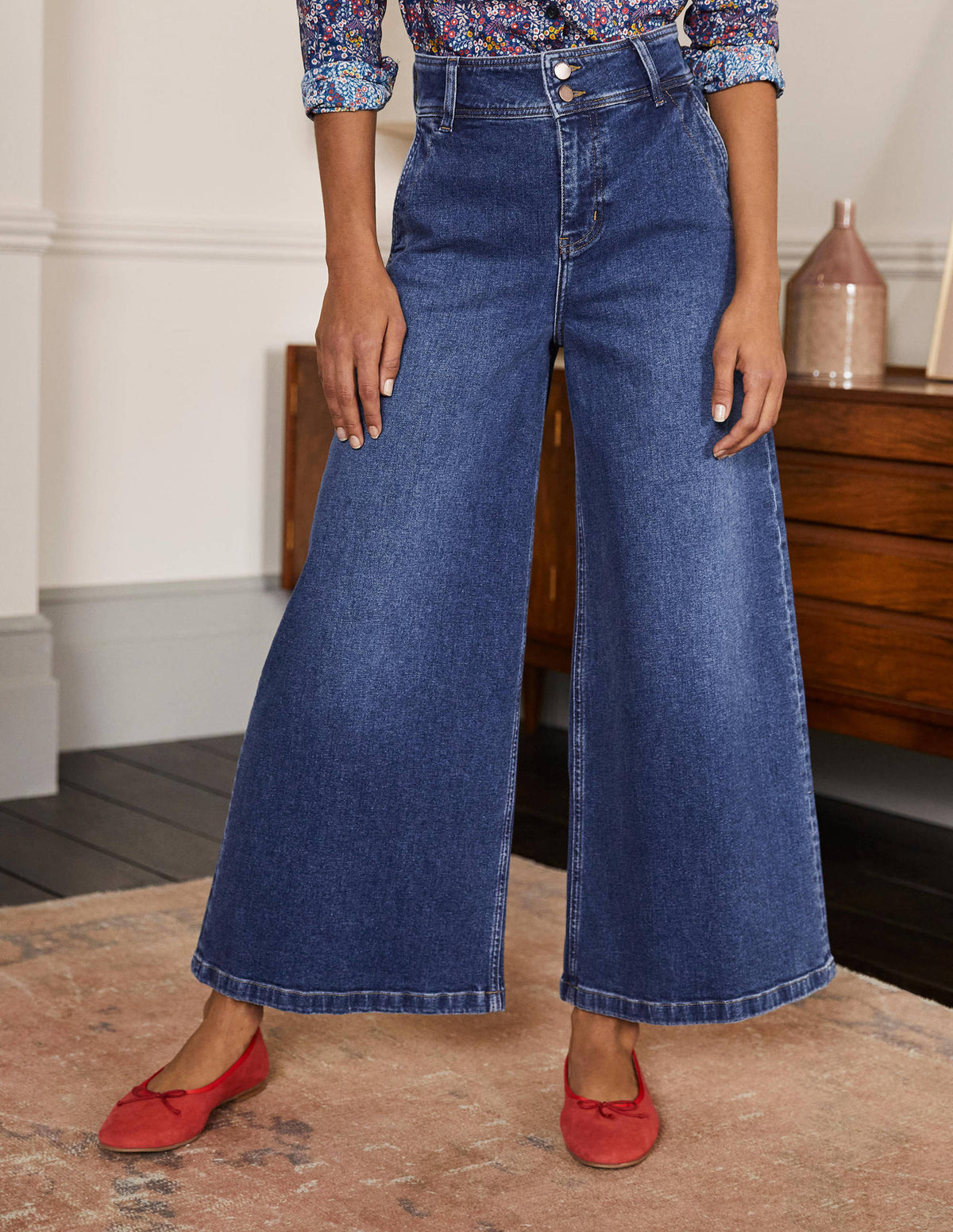 Wide Leg Denim Culottes-Mid Vintage-3