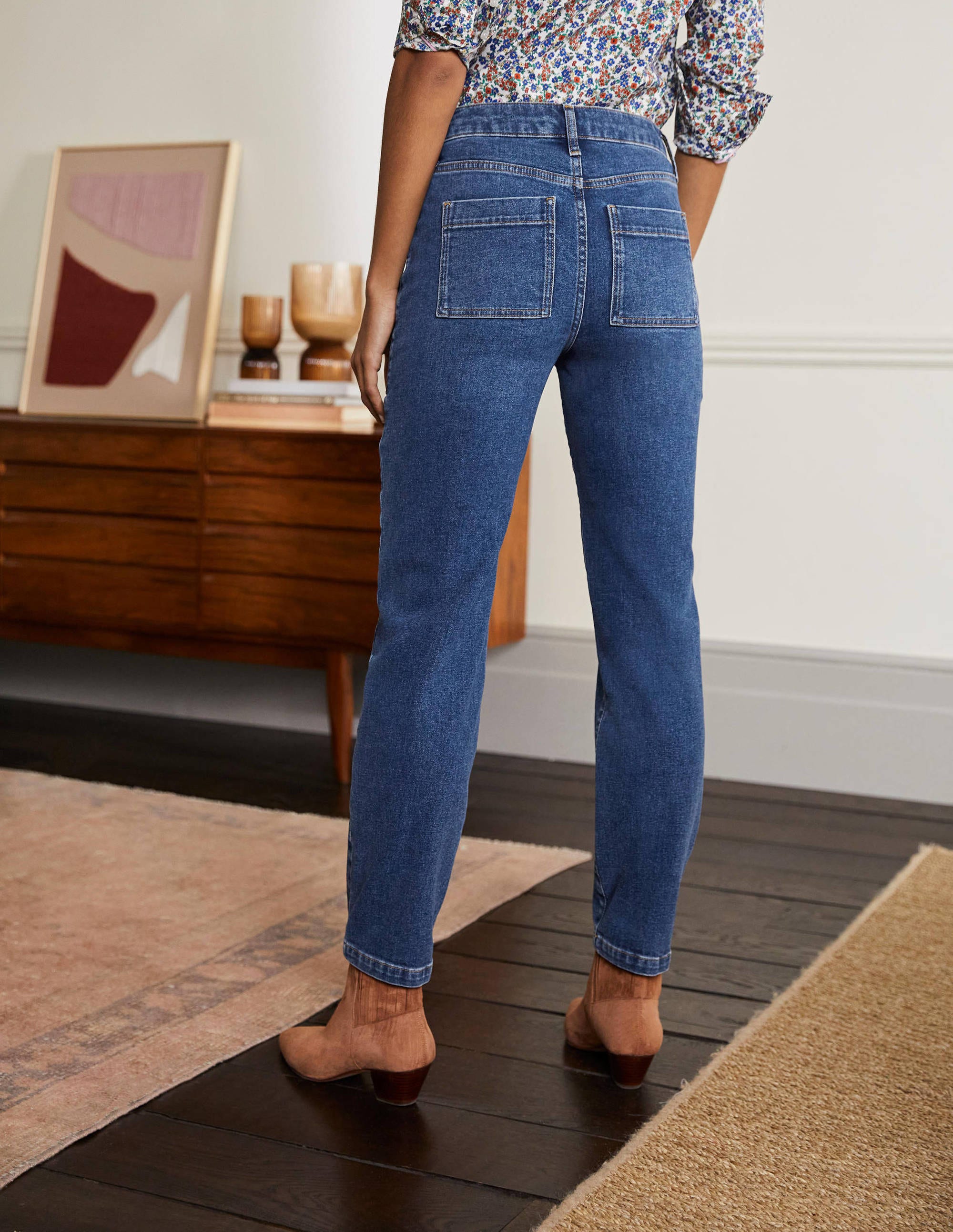 Patch Pocket Tapered Jeans-Mid Vintage - Image 2